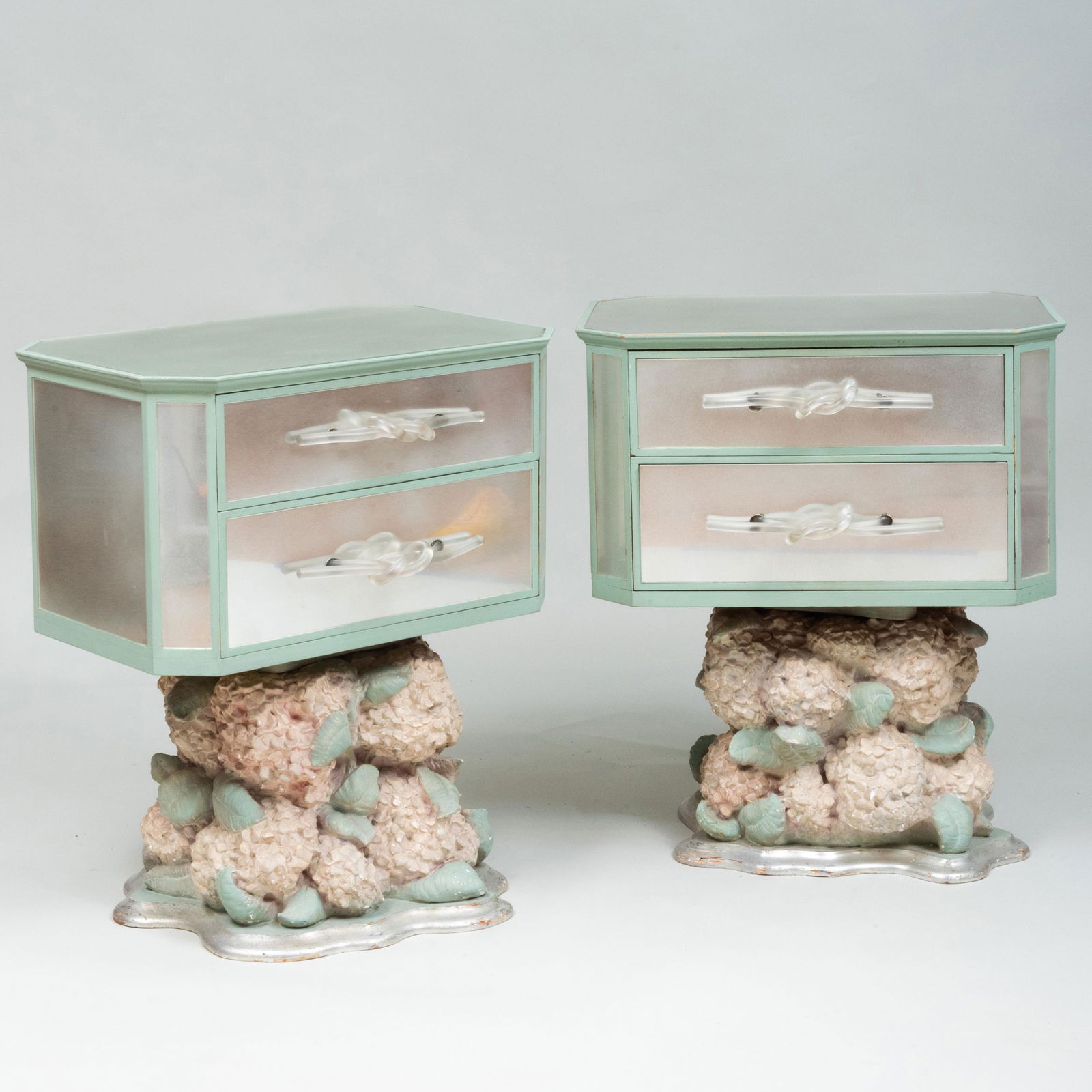 Pair of Art Moderne Painted and Mirrored Bedside (1 of 8)