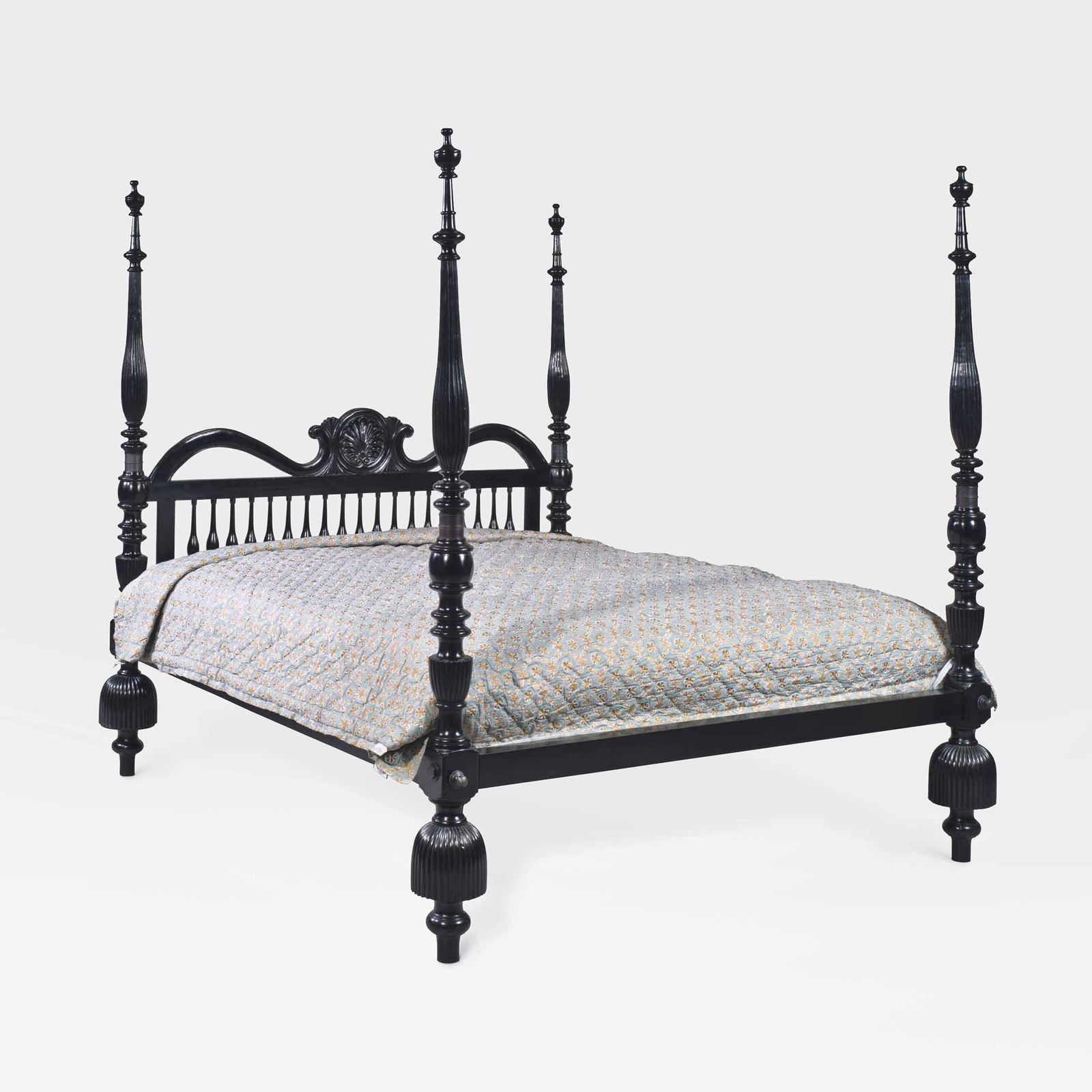 Anglo-Indian Style Ebonized Four Poster Bed (1 of 1)