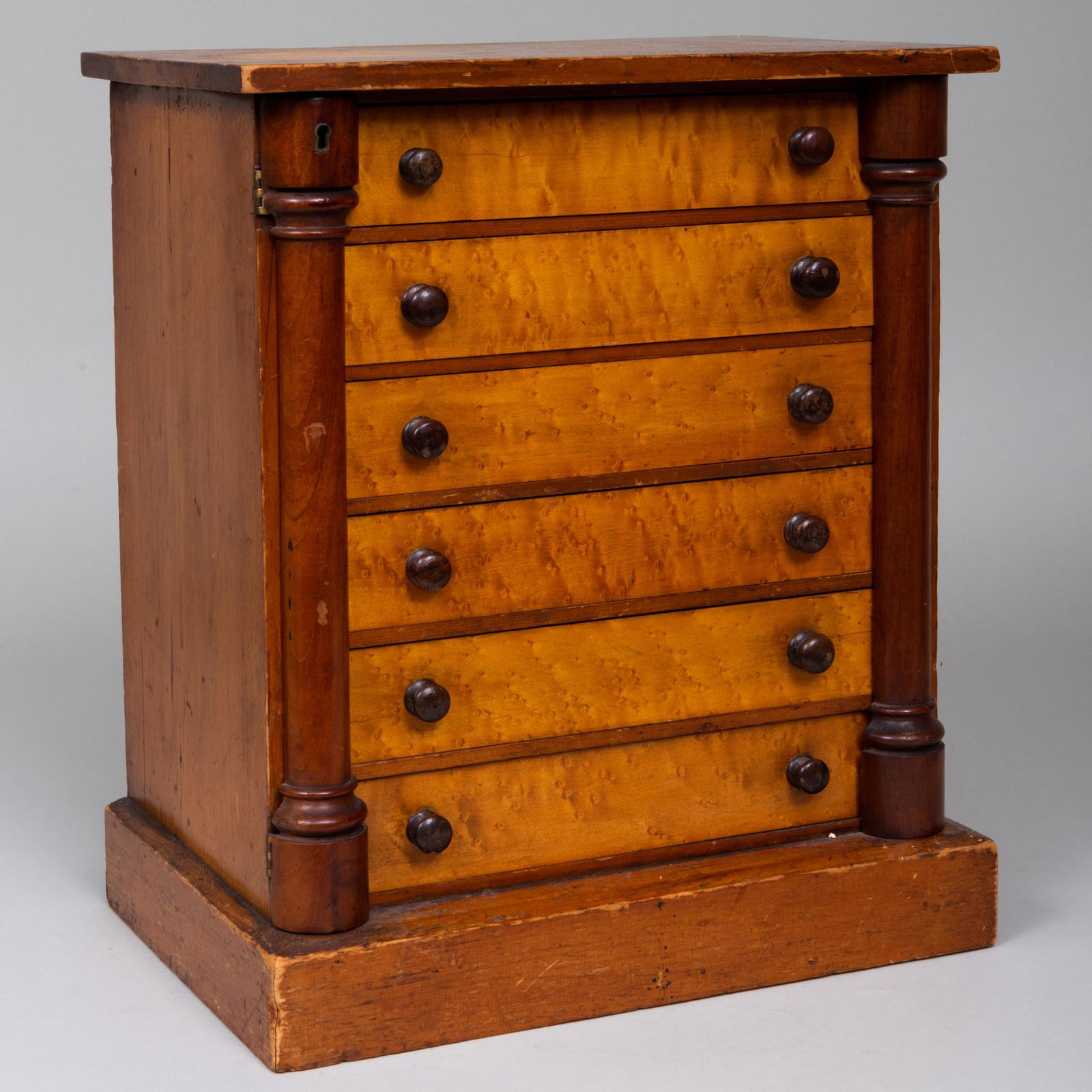 Miniature Victorian Maple and Mahogany Wellington Chest (1 of 8)