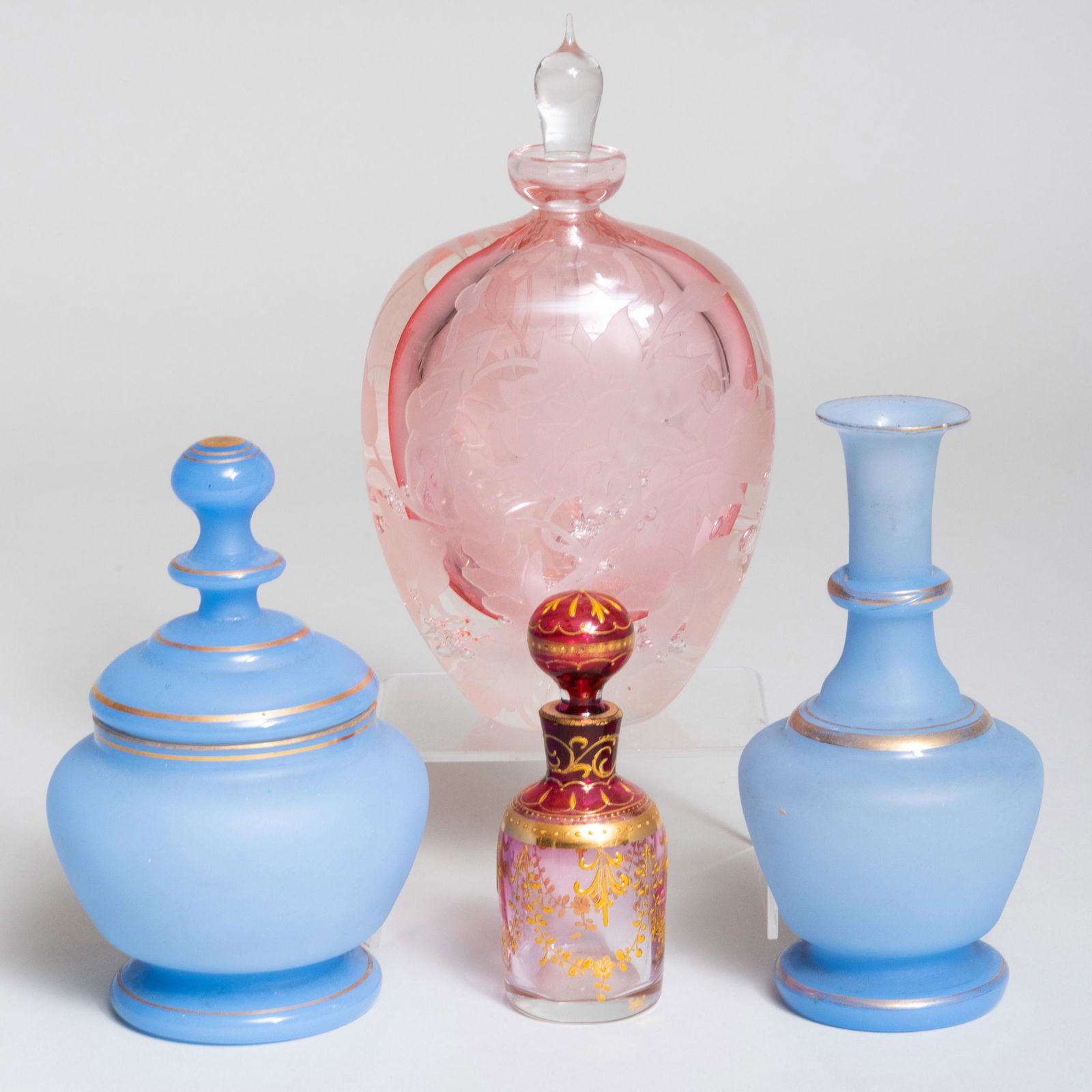 Group of Colored Glass Scent Bottles and Table Articles (1 of 20)