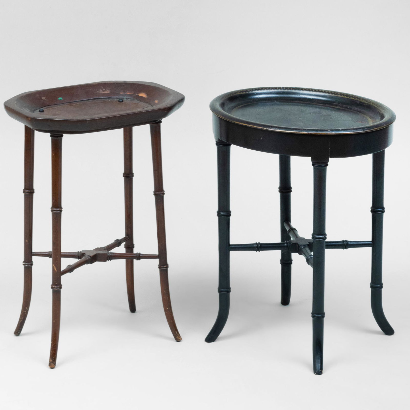 Victorian Black Painted and Gilt Decorated Oval Tray on (1 of 8)