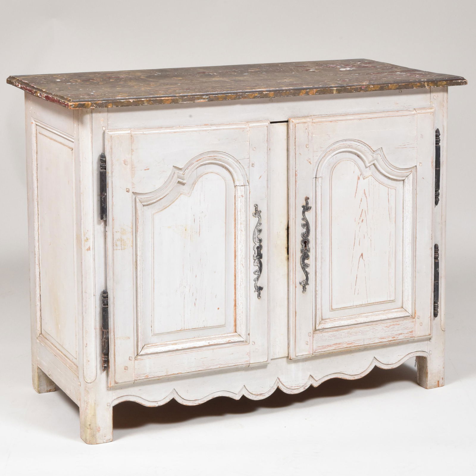 Louis XV Style Provincial Grey Painted Cabinet with (1 of 8)