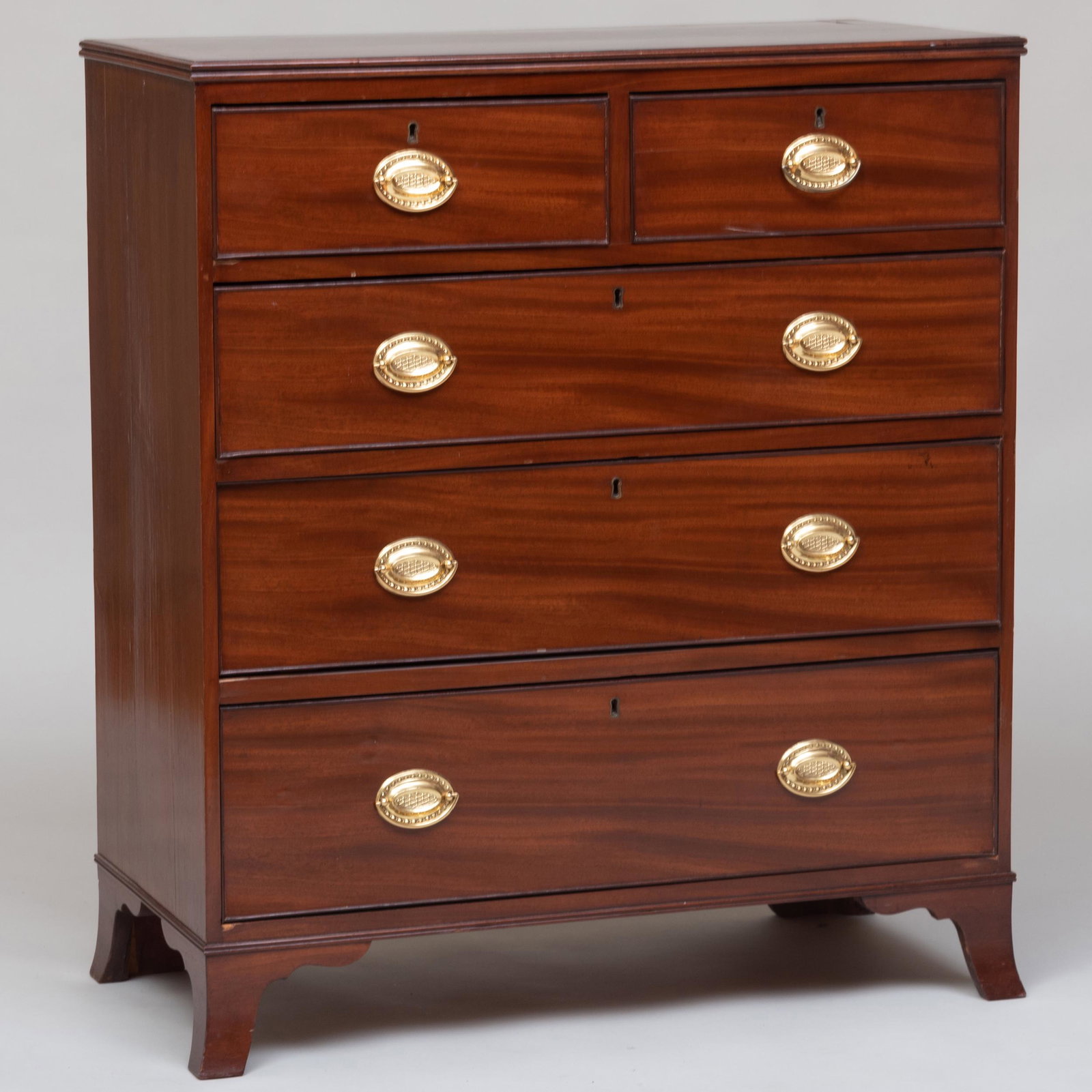 George III Mahogany Chest of Drawers: George III Mahogany Chest of Drawers 40 1/2 x 36 x 18 in. Sold Stair Galleries, September 14, 2012, Lot 1998.