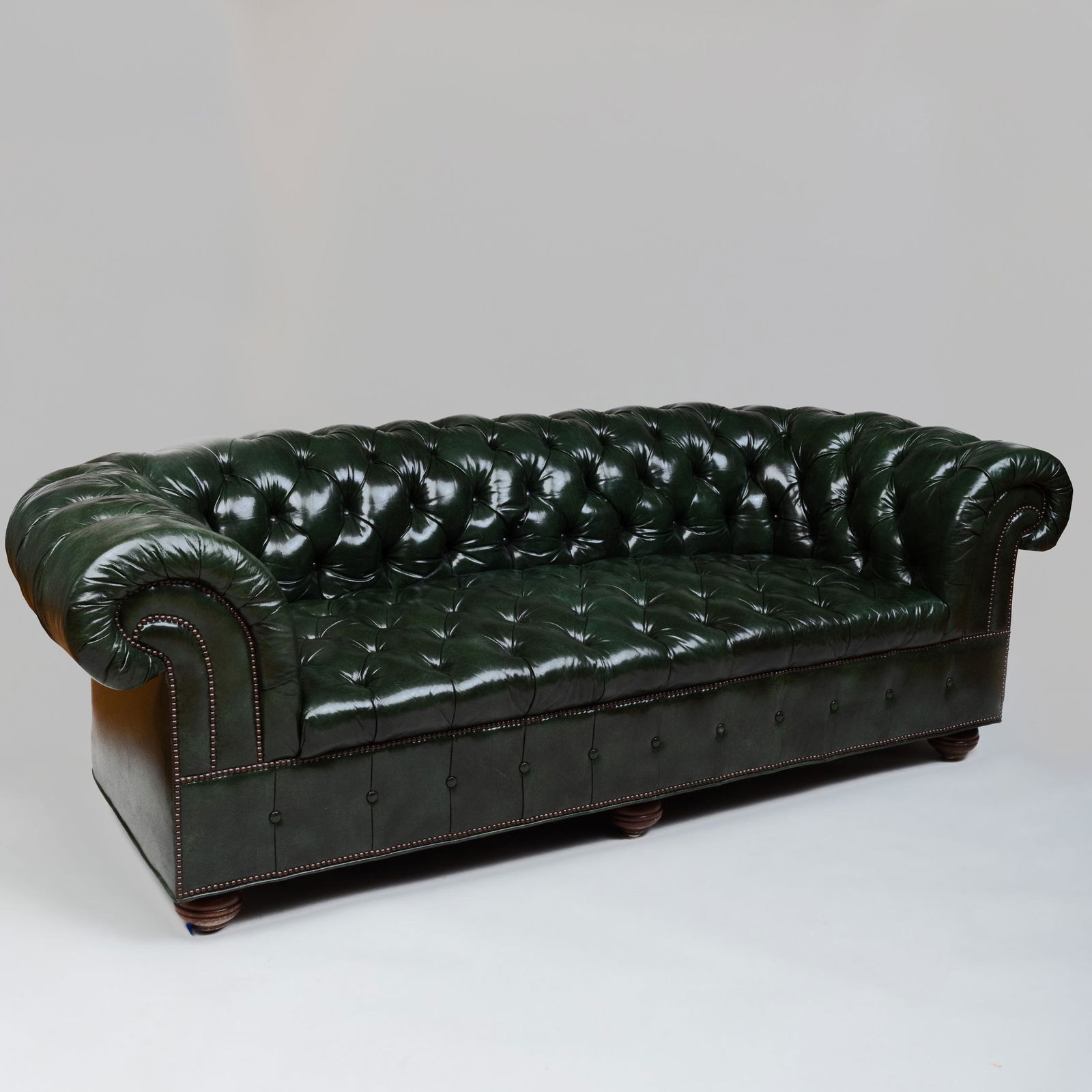 Green Tufted Leather Chesterfield Sofa (1 of 7)
