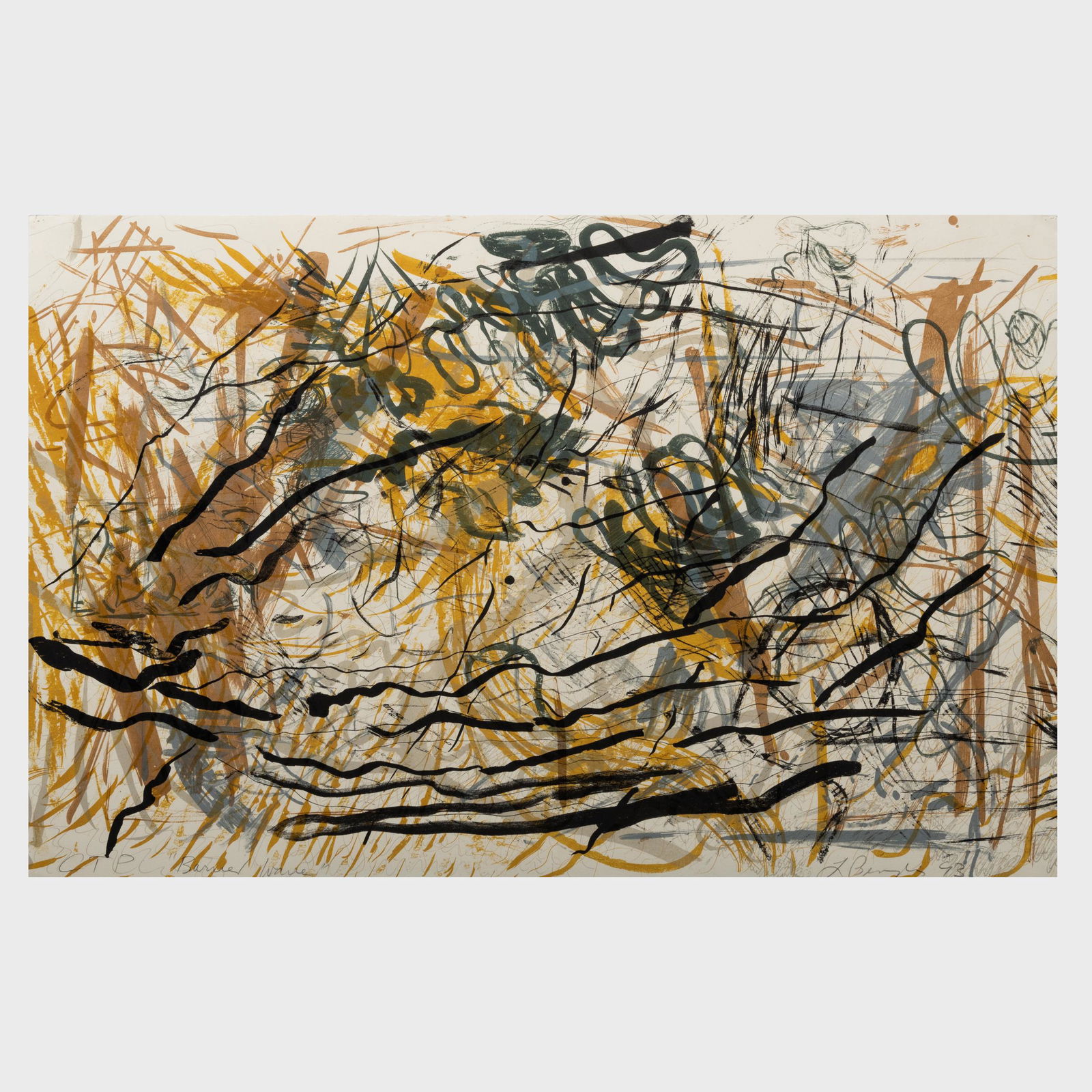 Lynda Benglis (b. 1941): Barrier Wave: Lynda Benglis (b. 1941): Barrier Wave Lithograph in colors on wove paper, 1993, signed, titled and dated in pencil, inscribed 'CTP' (the edition was 12). 23 x 36 in. (sheet), unframed.