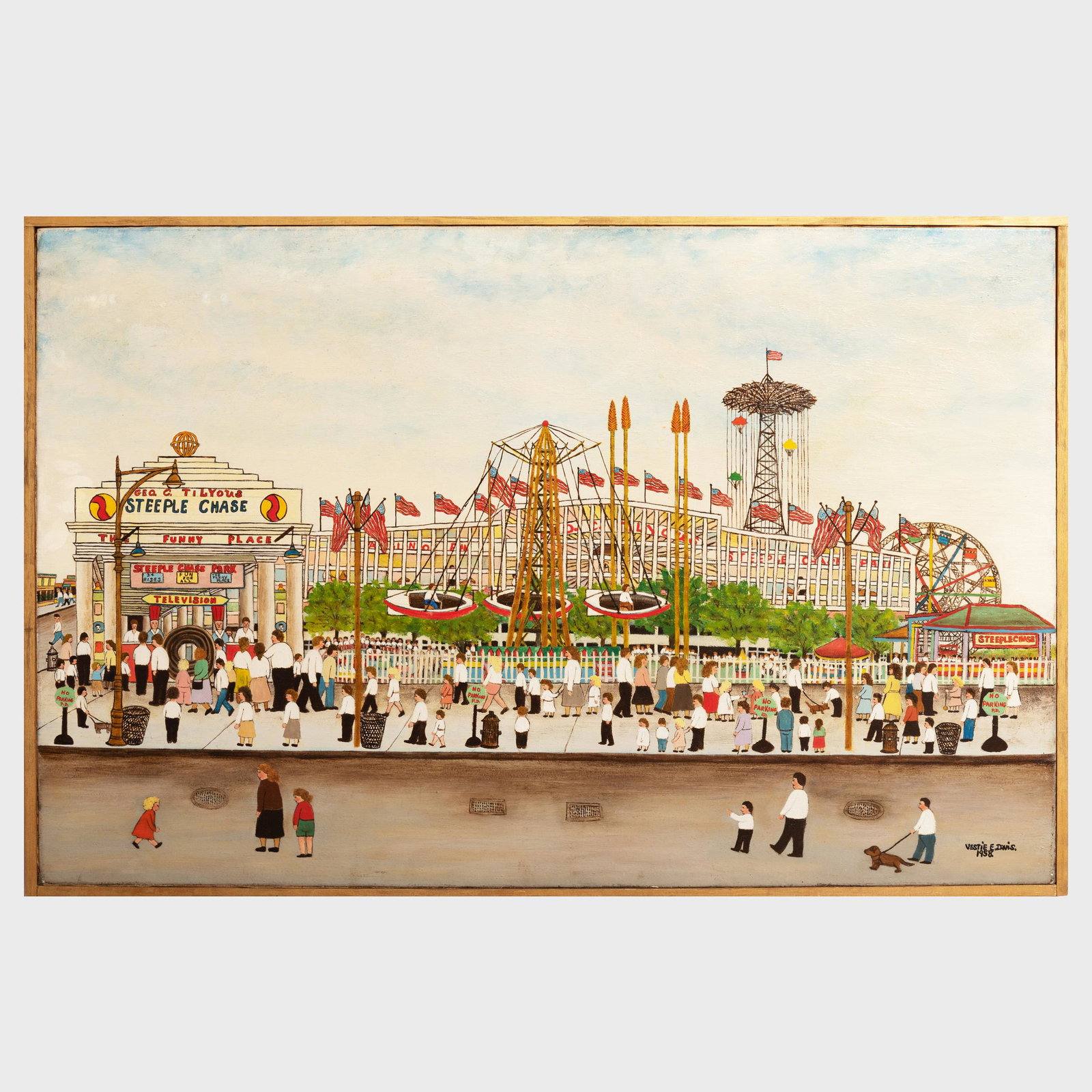 Vestie Davis (1903-1978): Coney Island: Vestie Davis (1903-1978): Coney Island Oil on canvas, 1958, signed 'Vestie E. Davis' and dated lower right. 23 1/2 x 36 in., 24 1/2 x 37 in. (frame). Note: This work was used as the cover image for T