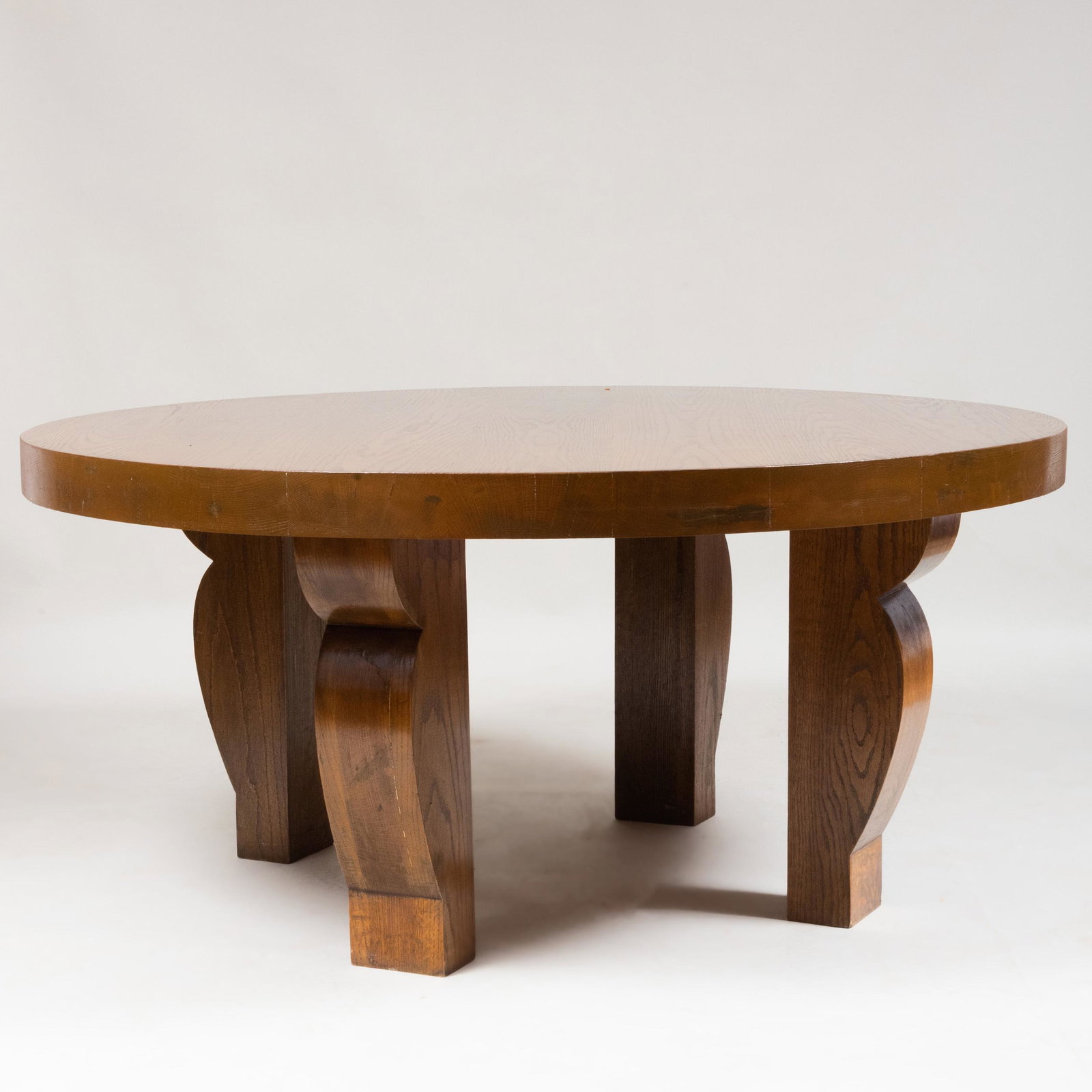 Modern French Oak Center Table, After a Design by: Modern French Oak Center Table, After a Design by Jean-Michel Frank, of Recent Manufacture 30 in. x 5 ft. 5 1/2 in. diam. Masterful Mix : A Residence Designed by Stephen Sills for Barbara Cirkva and J