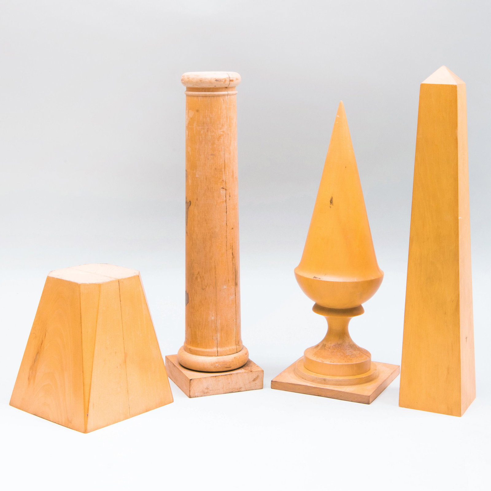 Group of Four Wood Objects and a Stand: Group of Four Wood Objects and a Stand The largest 14 1/8 in. high. Masterful Mix : A Residence Designed by Stephen Sills for Barbara Cirkva and John Schumacher