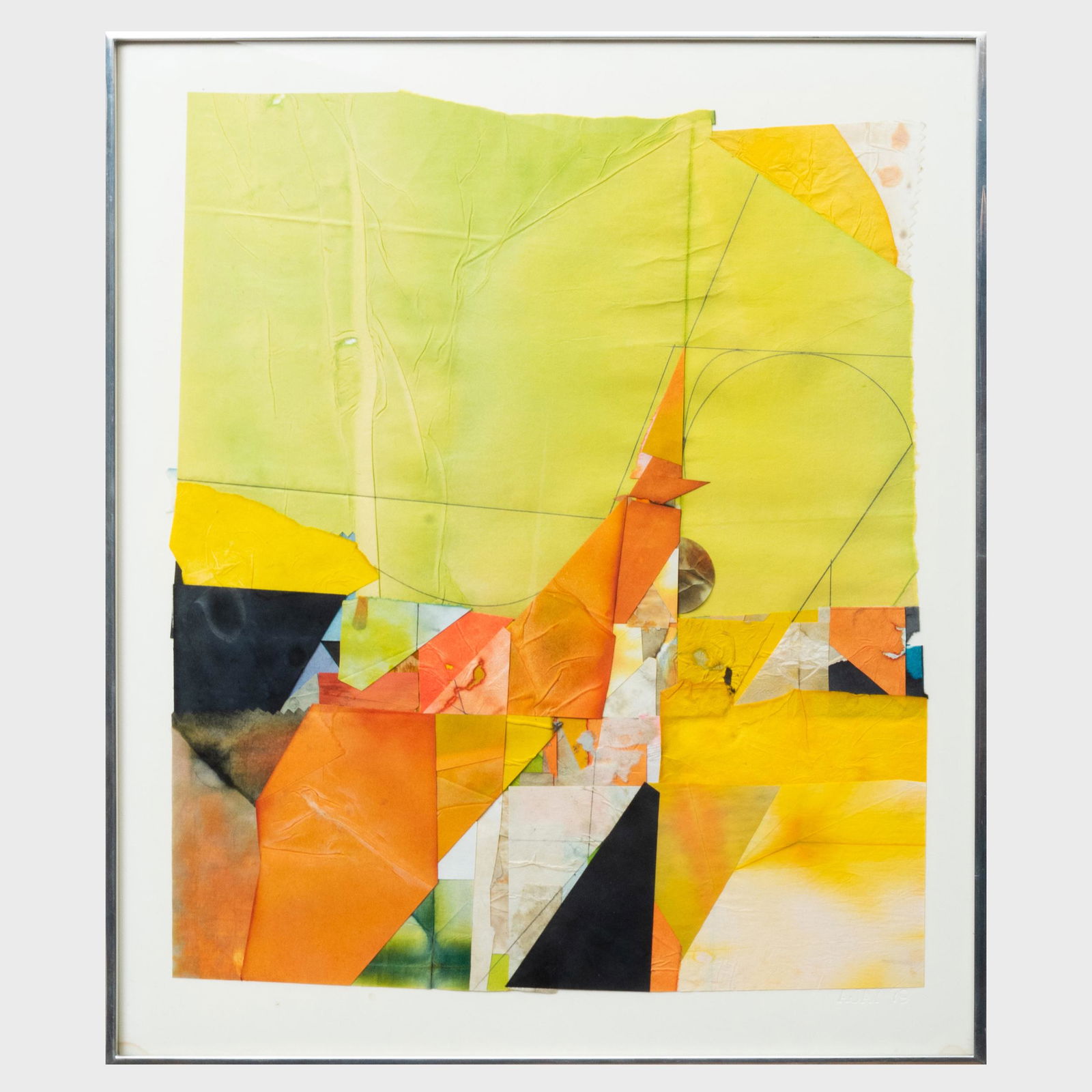 Abe Ajay (1919-1997): Collage #2WCC79: Abe Ajay (1919-1997): Collage #2WCC79 Mixed media collage, 1979, with the artist's blindstamp and dated lower right, with label from Aaron Berman Gallery, NY. 24 3/4 x 20 1/2 in. (sight), 25 1/2 x 21