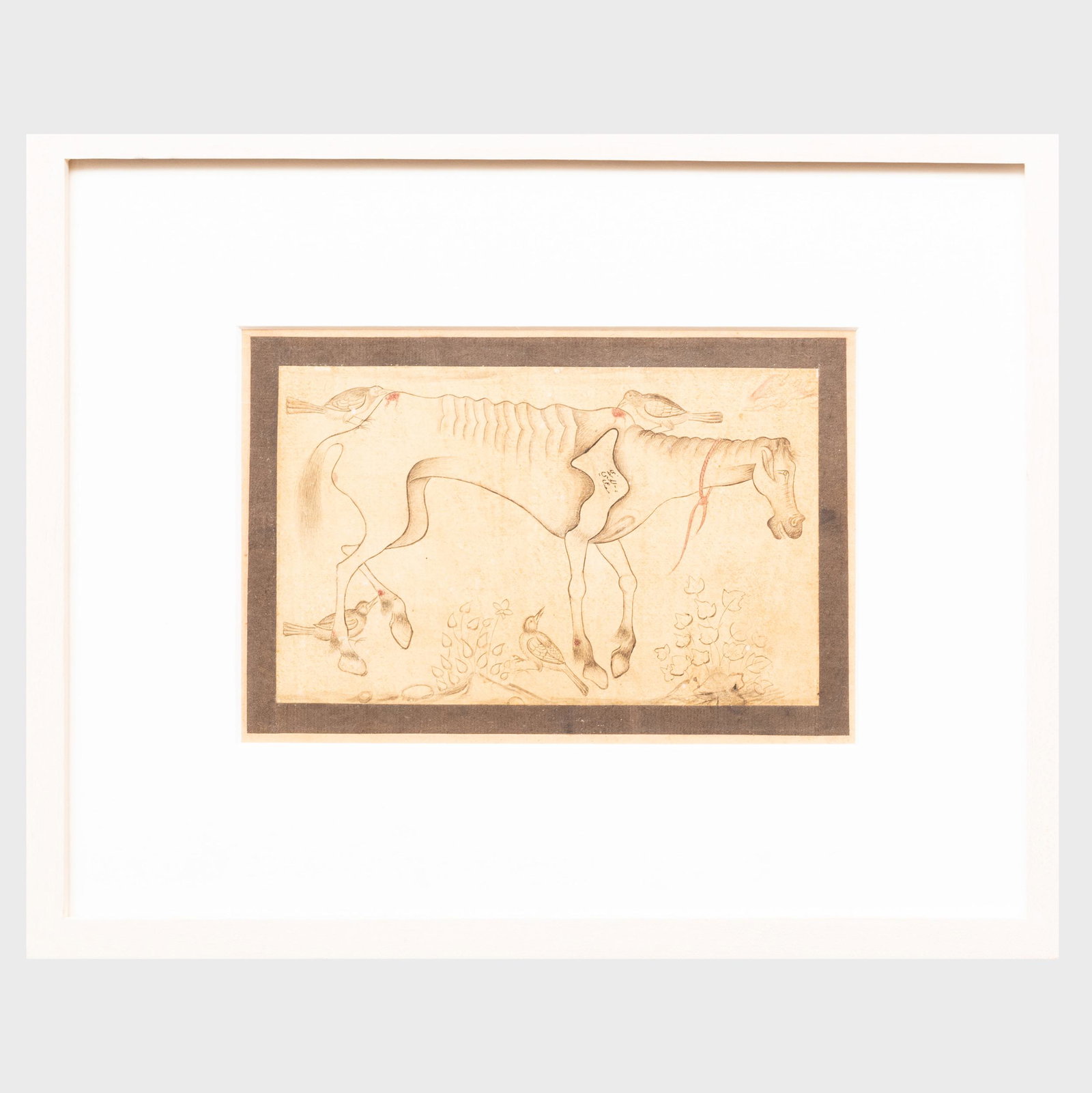 Middle Eastern School: Horse: Middle Eastern School: Horse Ink on paper, indistinctly inscribed at center. 7 x 10 1/4 in. (sheet), 10 x 12 3/4 in. (frame).