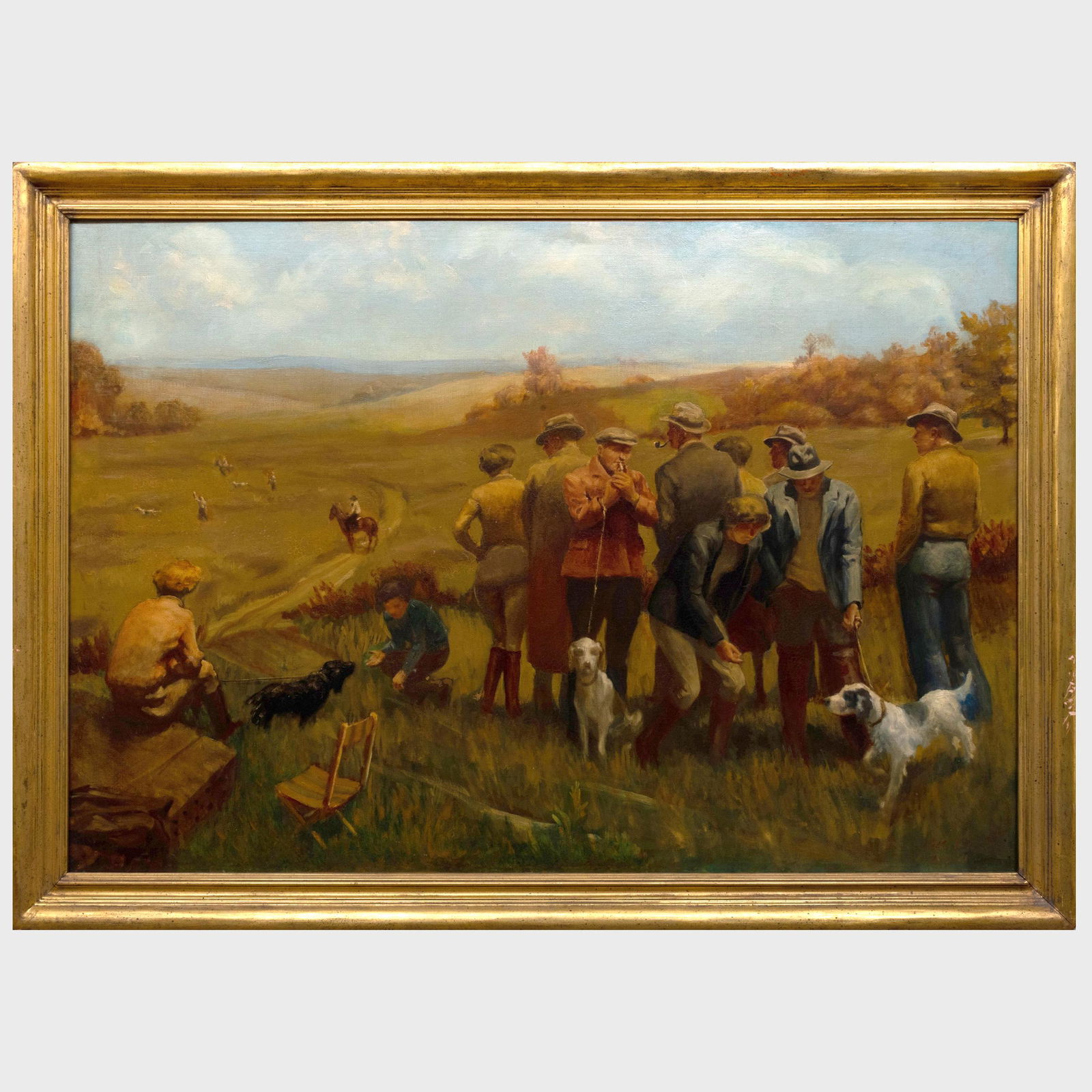 British School: Morning Field Trial: British School: Morning Field Trial Oil on canvas, unsigned, lined. 30 1/2 x 44 in., 36 x 49 1/2 in. (frame). Master Class: John Rosselli's Artful Eye