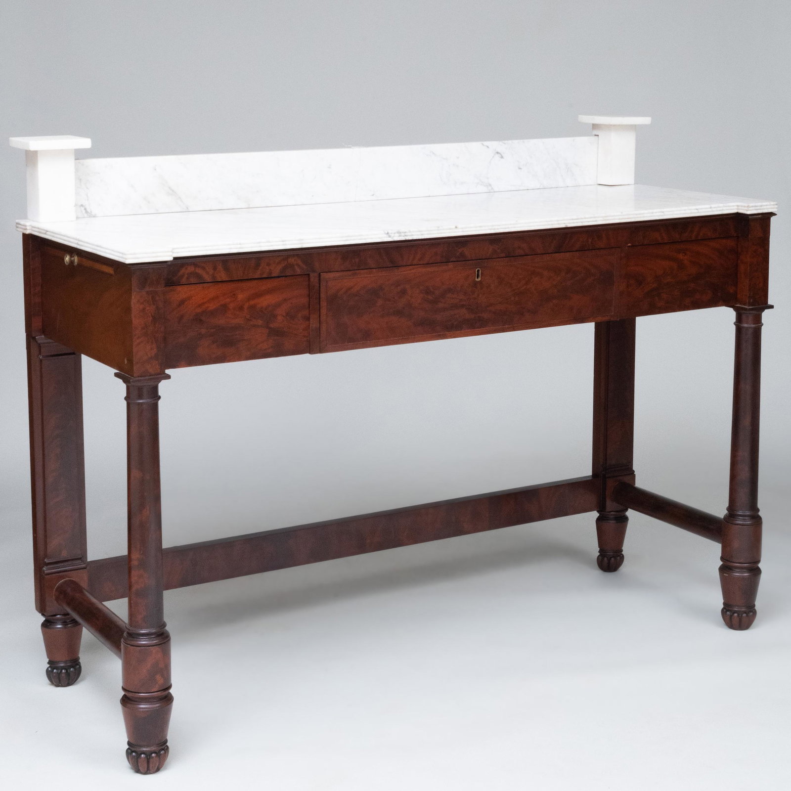 Tall Federal Mahogany and Marble Sideboard: Tall Federal Mahogany and Marble Sideboard 48 x 5 ft. 4 in. x 23 1/2 in. Property from the late Zane Studenroth