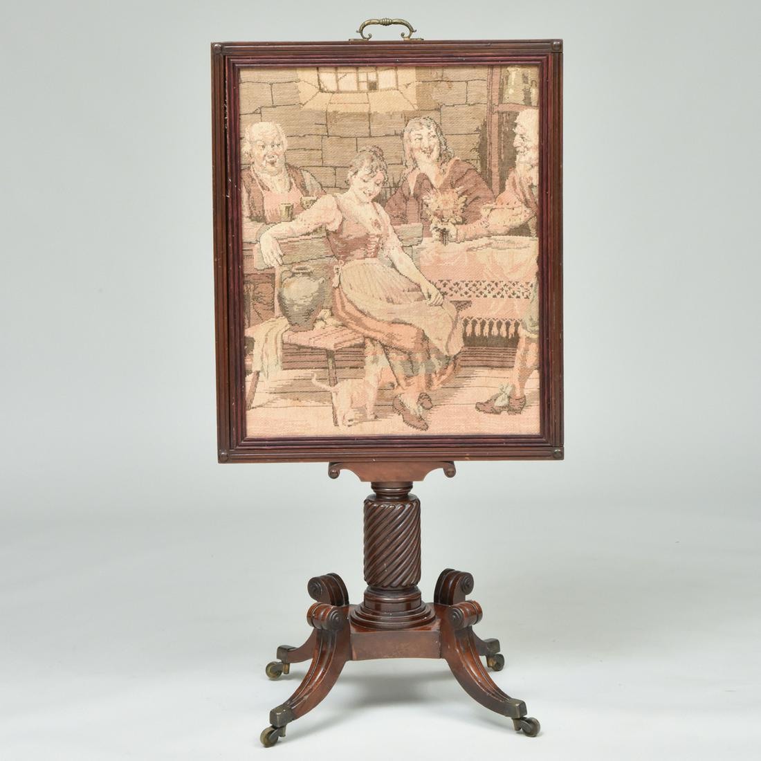 Federal Mahogany Figural Needlework Pole Screen: Federal Mahogany Figural Needlework Pole Screen 43 x 22 x 14 1/2 in. Property from the late Zane Studenroth