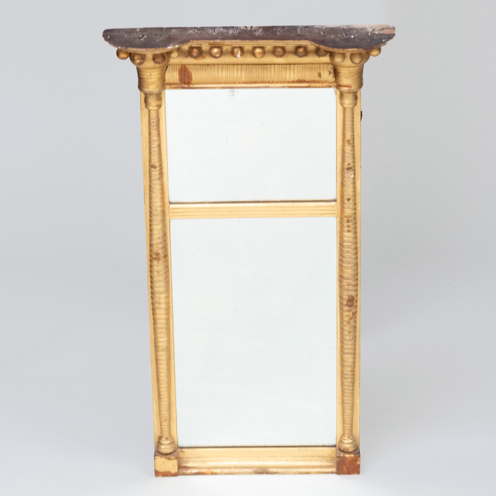 Small Federal Giltwood Two Part Mirror: Small Federal Giltwood Two Part Mirror 31 x 17 in. Property from the late Zane Studenroth