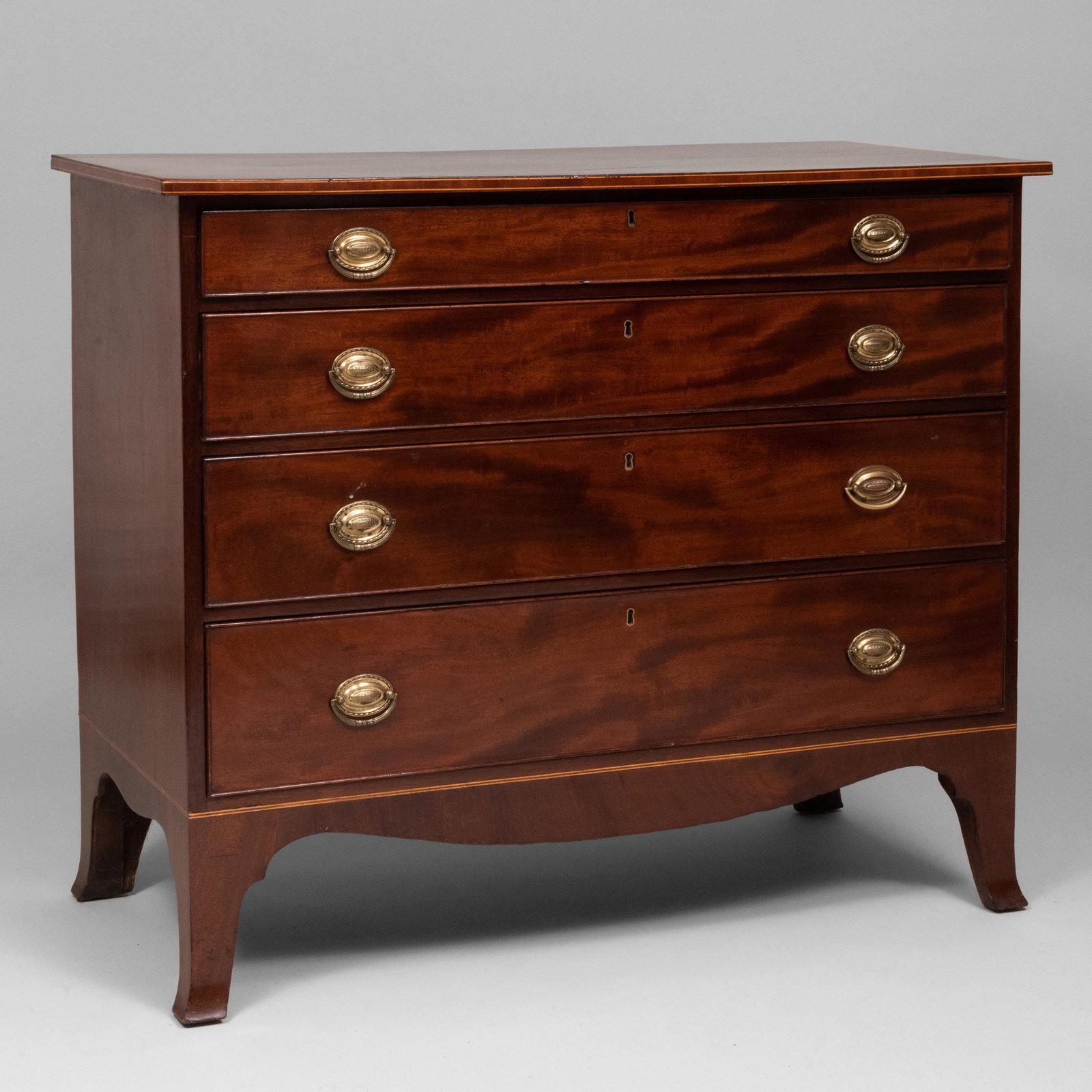 Federal Inlaid Mahogany Chest of Drawers: Federal Inlaid Mahogany Chest of Drawers 35 x 41 3/4 x 20 1/4 in. The Collection of Dr. Daniel and Myrna Clyman
