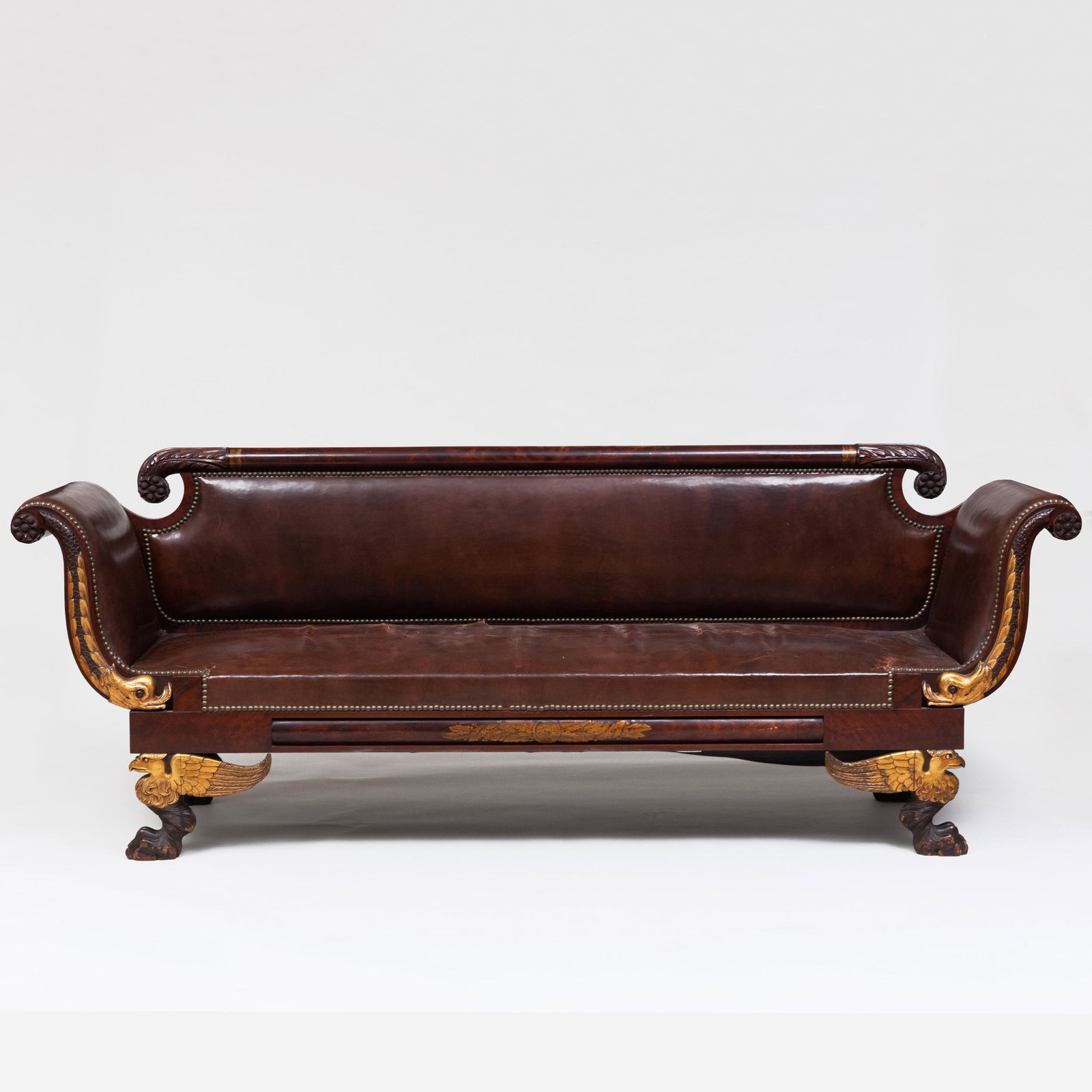 Classical Carved Mahogany and Parcel-Gilt Sofa: Classical Carved Mahogany and Parcel-Gilt Sofa 34 x 92 x 24 in.Property of the Rhode Island School of Design