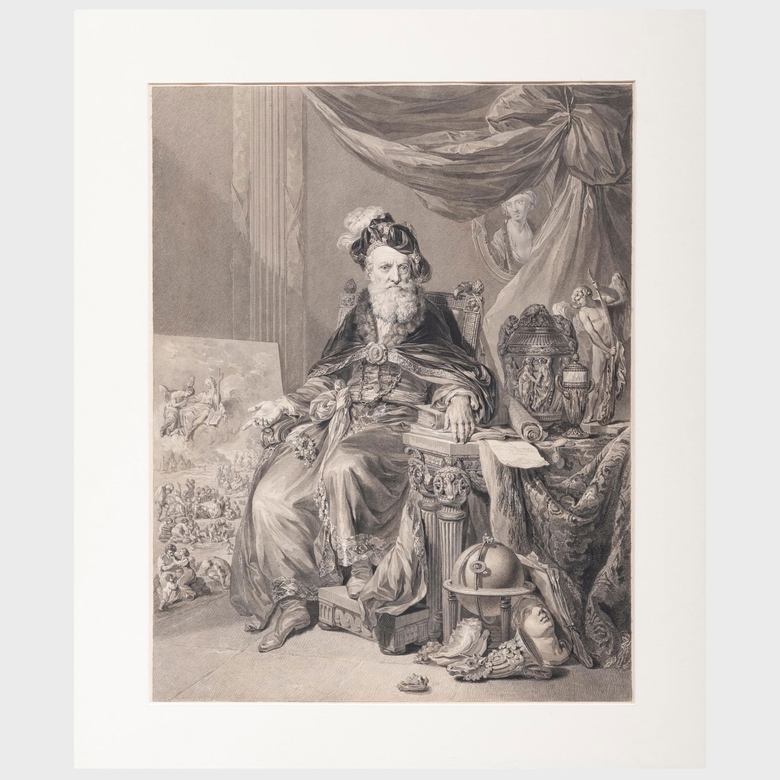 Follower of Carle van Loo (1705-1765): Seated Man: Follower of Carle van Loo (1705-1765): Seated Man Ink on paper with gouache highlights, unsigned, indistinctly inscribed on the reverse. 19 1/4 x 15 1/4 in. (sheet), unframed. Property from the Estate