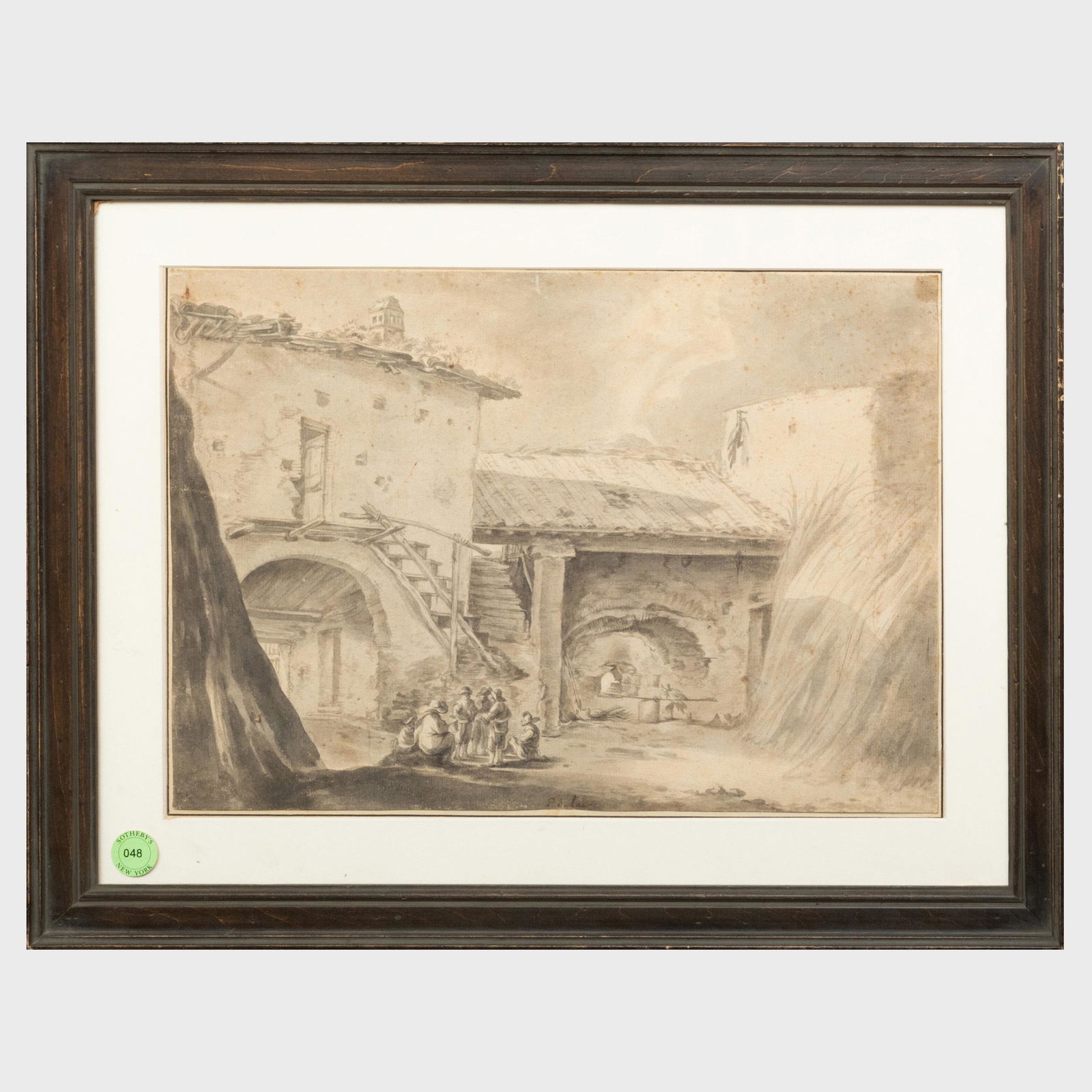 Dutch School: A Country Bakery: Dutch School: A Country Bakery Ink and was on paper, inscribed 'P di Laer' lower center. 11 x 16 1/2 in. (sheet), 17 1/2 x 22 1/2 in. (frame). Property from the Estate of Emile Wolf