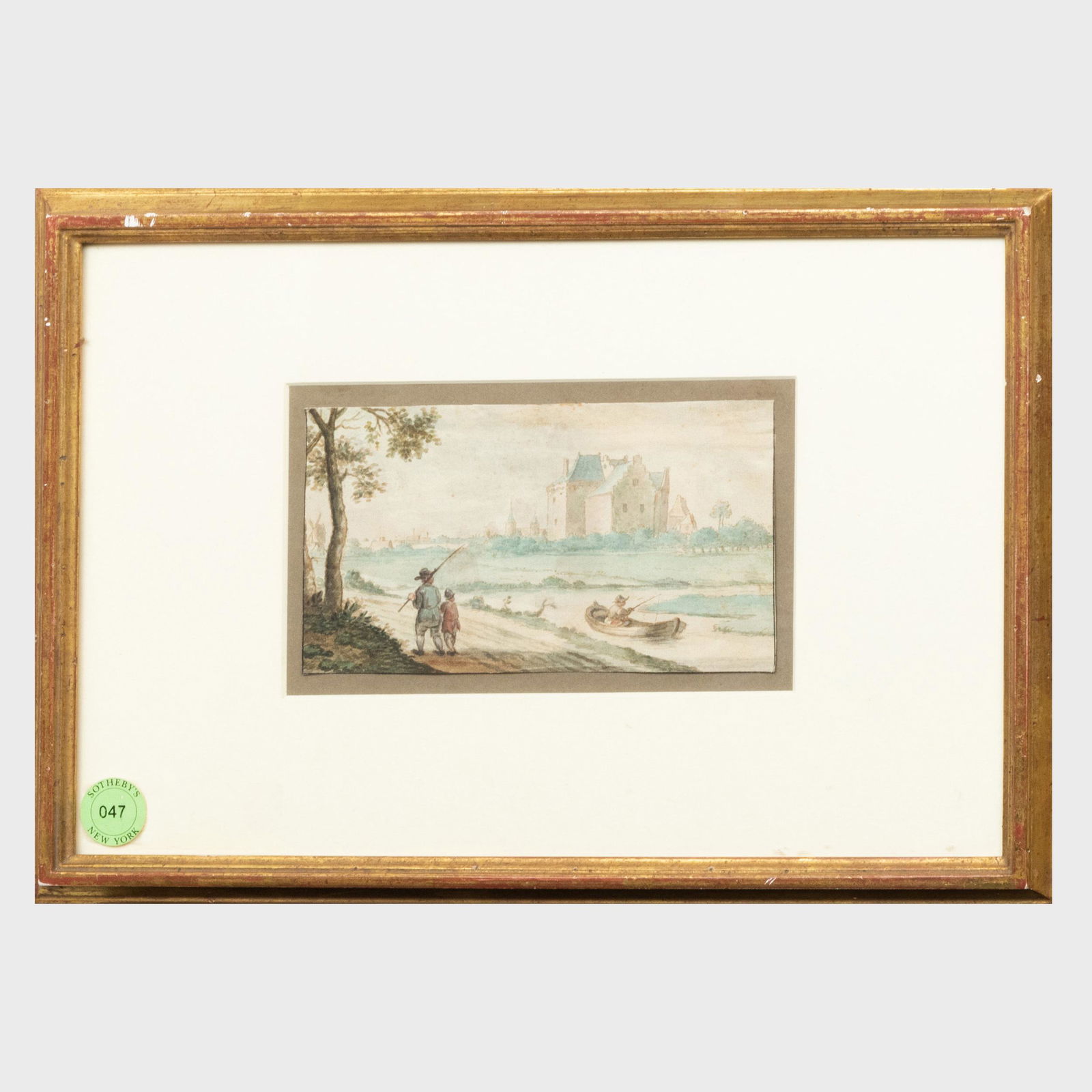 Circle of Allaert van Everdingen (1621-1675): A Castle: Circle of Allaert van Everdingen (1621-1675): A Castle Near a River Ink and wash on paper, unsigned. 3 3/4 x 7 in. (sheet), 10 1/2 x 15 1/2 in. (frame). Property from the Estate of Emile Wolf