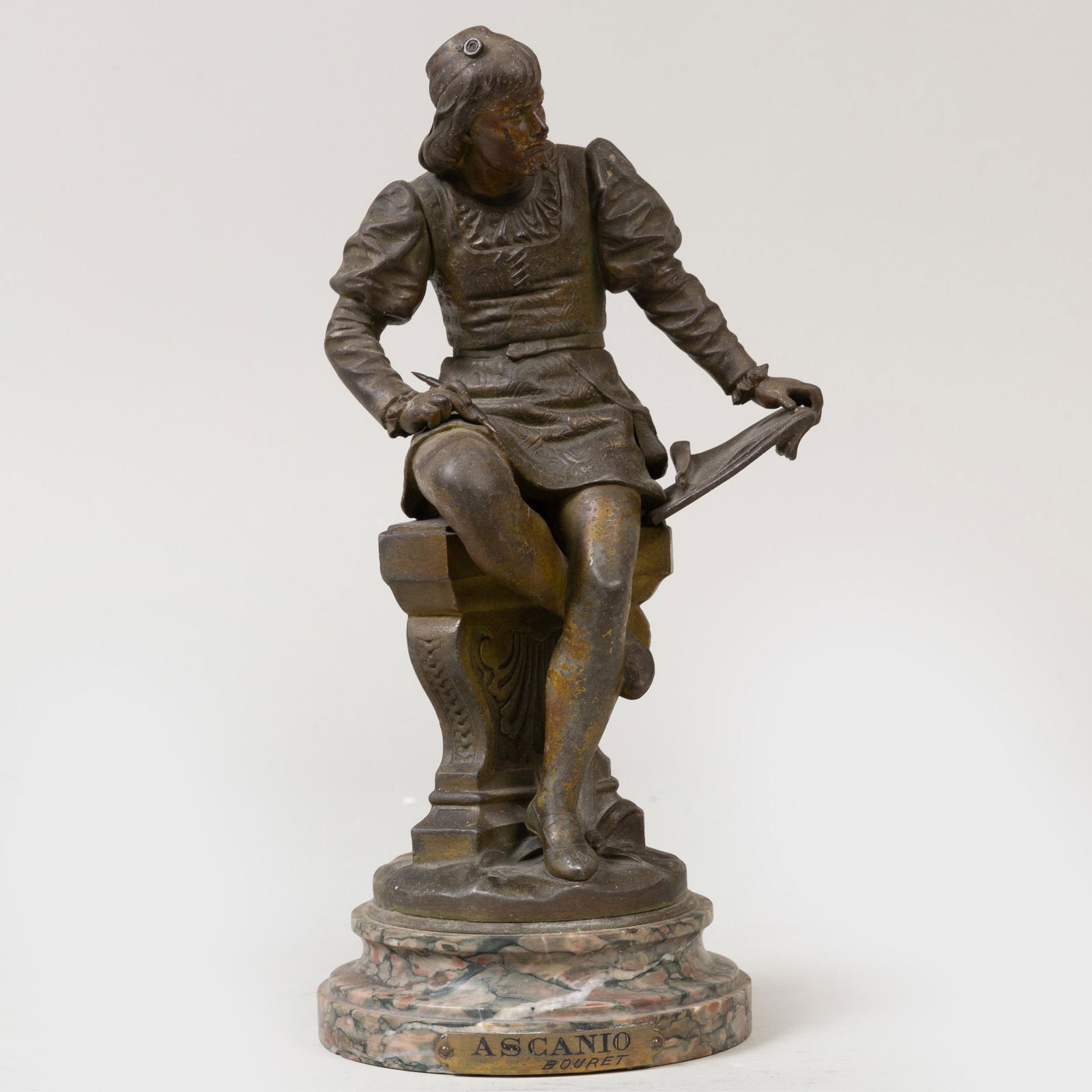 Eutrope Bouret (1833-1906): Ascanio: Eutrope Bouret (1833-1906): Ascanio Gilt-bronze, signed 'Bouret' on base. 11 1/2 x 4 3/4 in. diam.