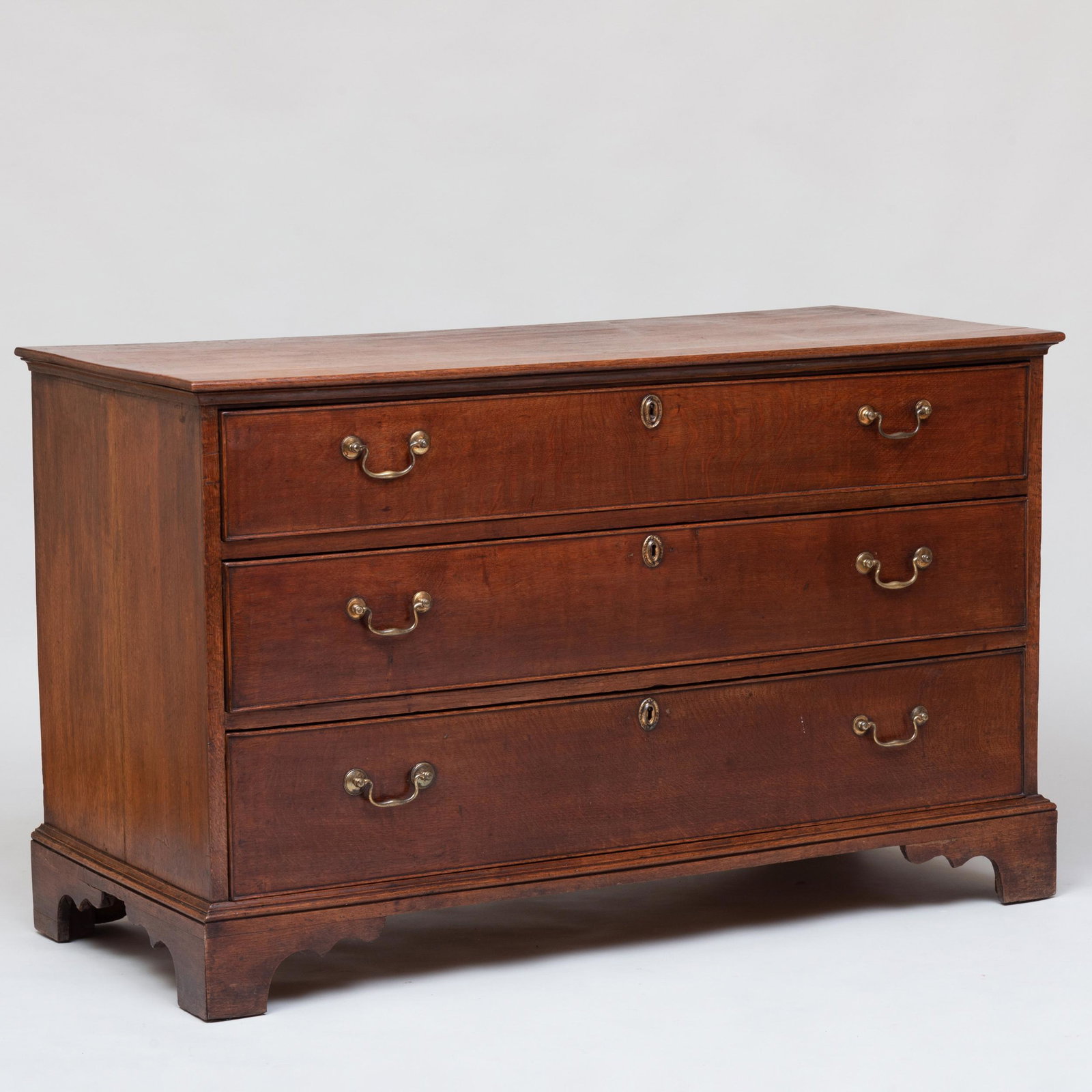George III Provincial Oak Chest of Drawers: George III Provincial Oak Chest of Drawers 32 x 4 ft. 4 1/2 in. x 23 in.