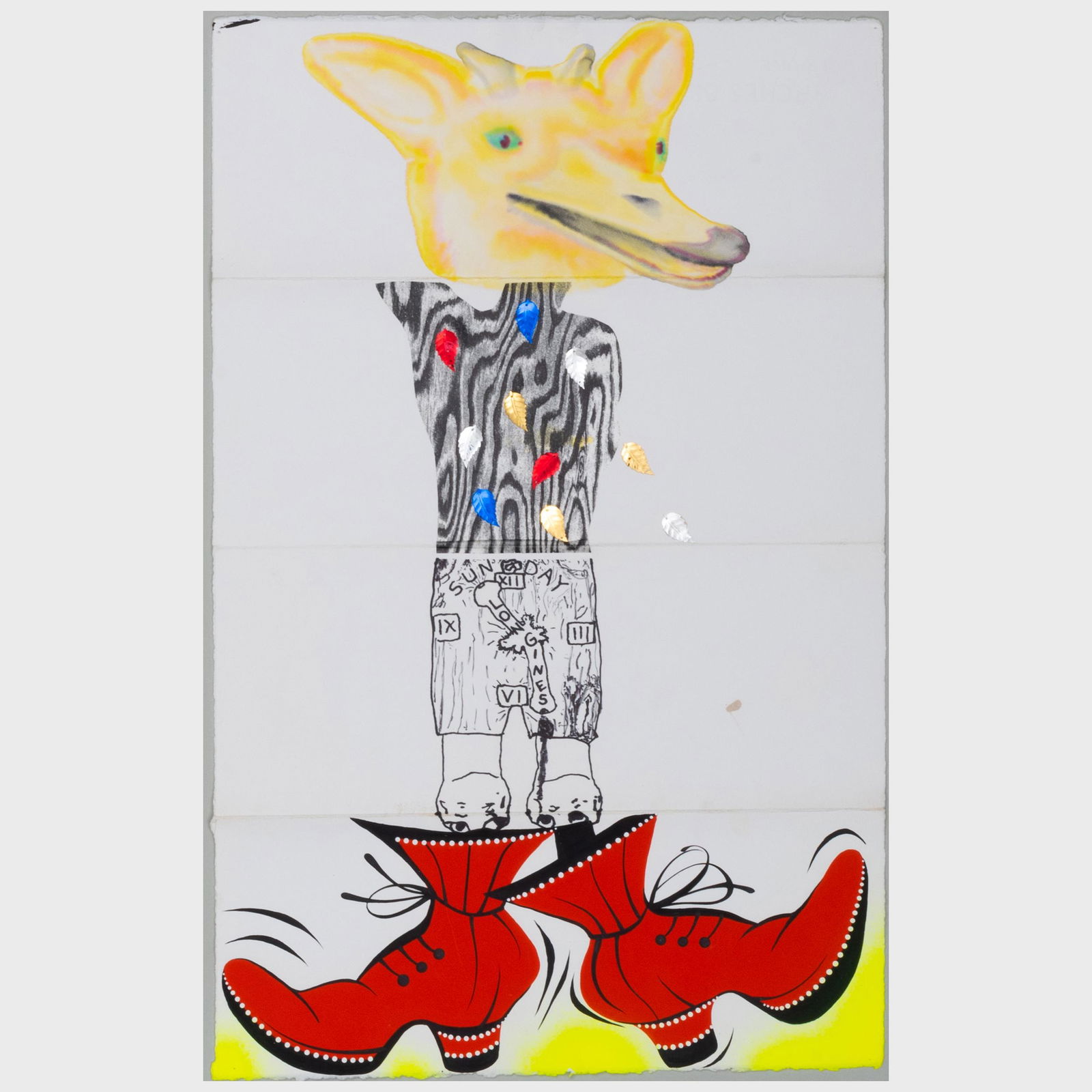 Alexis Rockman (b. 1962), Millie Wilson (b. 1958),: Alexis Rockman (b. 1962), Millie Wilson (b. 1958), Benjamin Weissman and Lari Pittman (b. 1952): Untitled Watercolor, photocopy, collage, ink and gouache on paper, 1992, signed on the reverse. 22 1/2