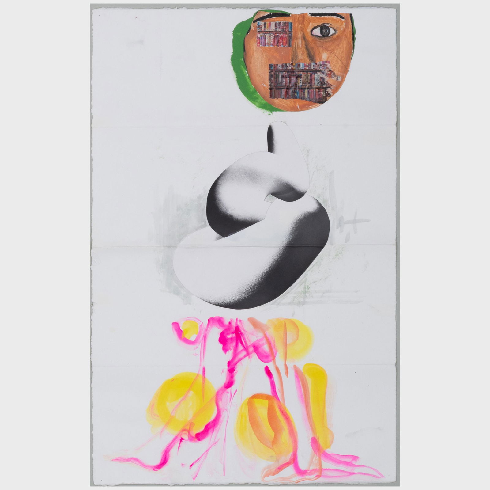 Noboru Tsubaki (b. 1953), Tomoaki Ishihara (b. 1959): Noboru Tsubaki (b. 1953), Tomoaki Ishihara (b. 1959) and Chie Matsui (b. 1960): Untitled Acrylic, watercolor and collage on paper, 1993, signed on the reverse. 22 1/2 x 14 1/4 in. (sheet), unframed. E