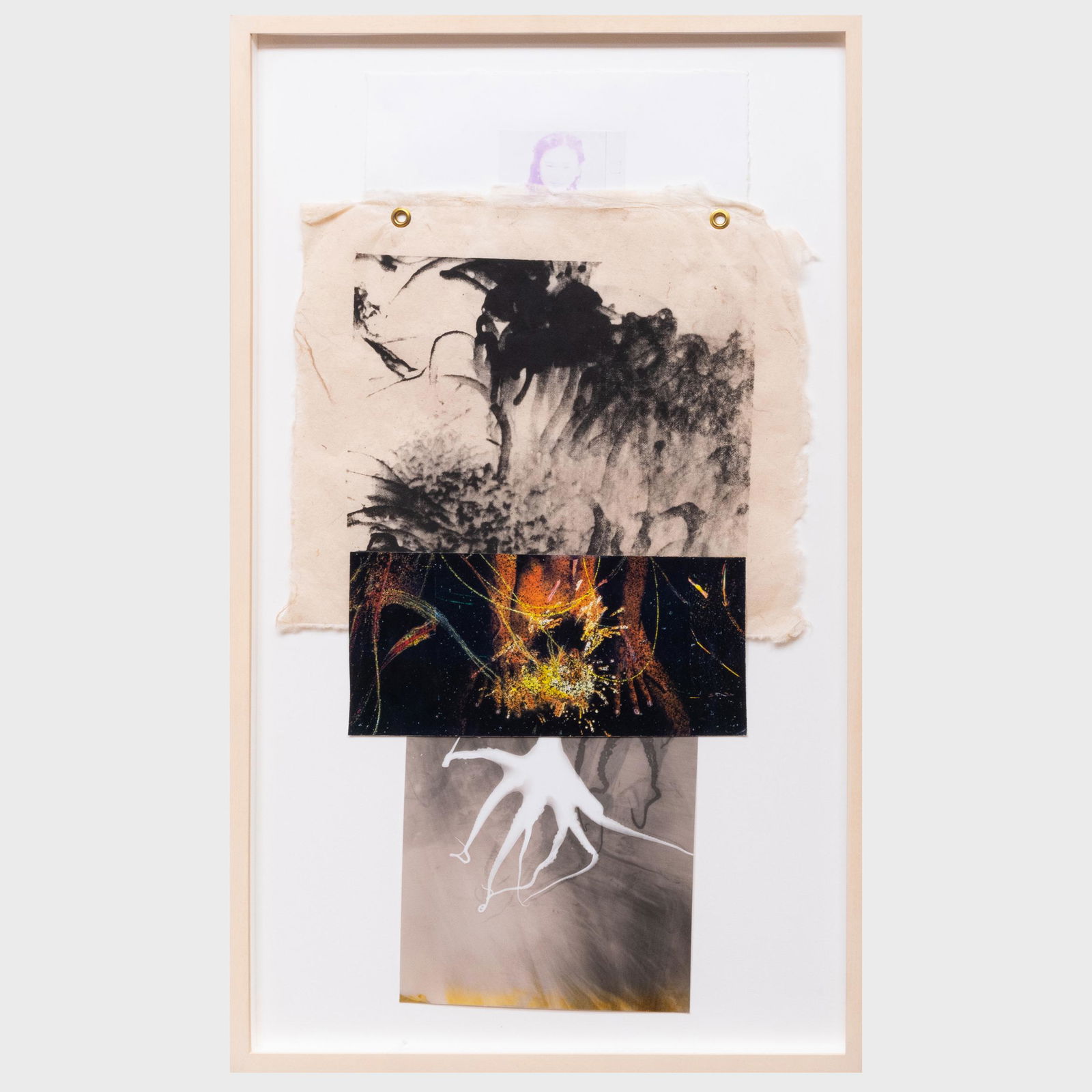 Sokhi Wagner (b. 1953), Carter Hodgkin, Ellen Brooks: Sokhi Wagner (b. 1953), Carter Hodgkin, Ellen Brooks (b. 1956) and Kunie Sugiura (b. 1952): Untitled Photocopy, grommets, ink and collage, 1993, presumably signed on the reverse, with label from The D