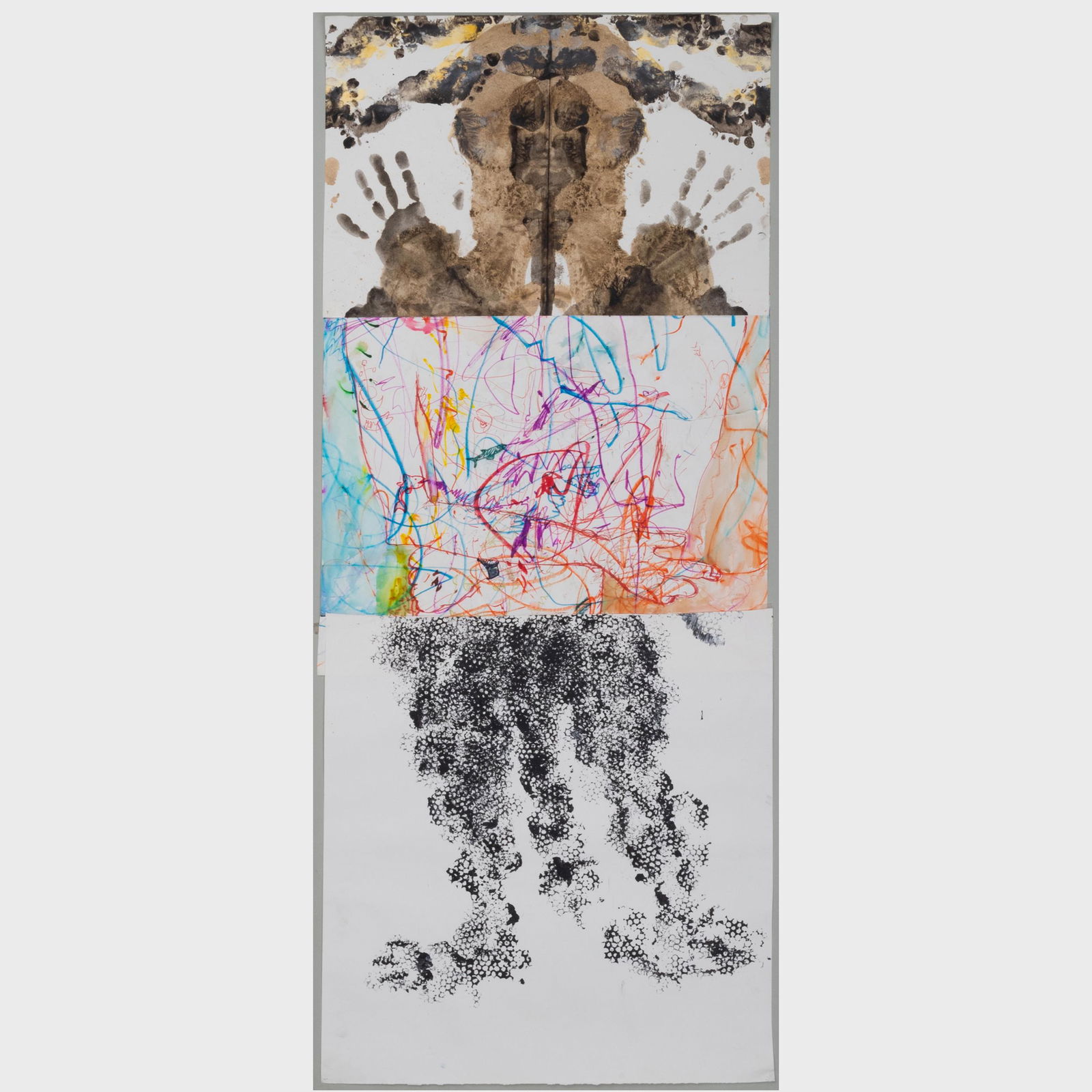 Doug Daffin, Robert Younger and Stanley Kaplan: Doug Daffin, Robert Younger and Stanley Kaplan (1925-2015): Untitled Ink, crayon and watercolor on three sheets of paper, 1993, signed on the reverse. 53 x 24 in., unframed. Exhibited: The Drawing Cen