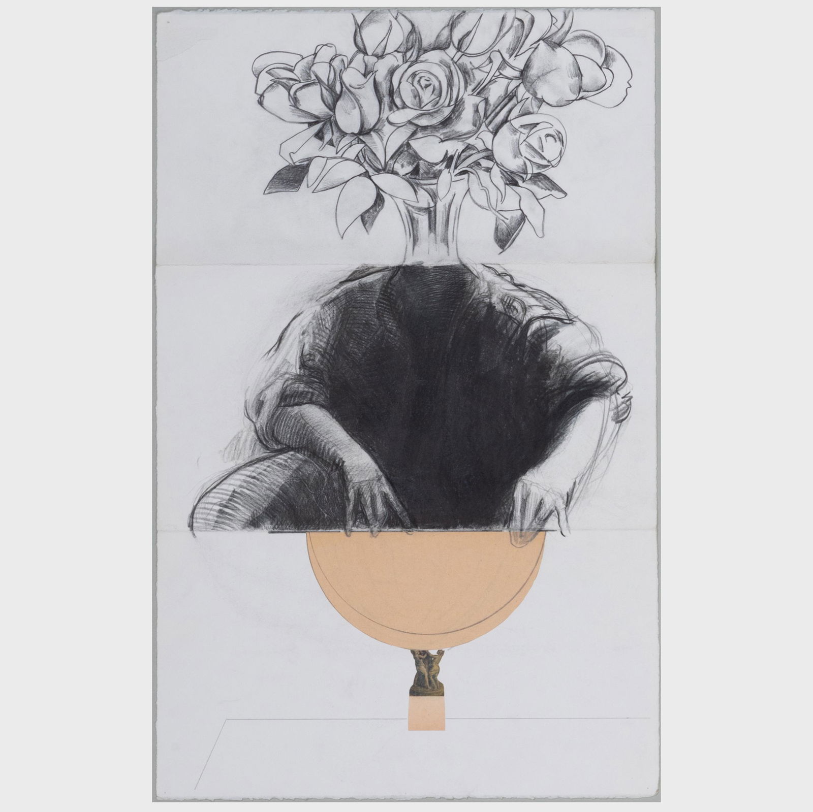 Catherine Redmond, Richard Fiorelli and Ernest Merritt:: Catherine Redmond, Richard Fiorelli and Ernest Merritt: Untitled Pencil, black crayon and collage on paper, 1992, signed on the reverse. 22 1/2 x 14 1/4 in. (sheet), unframed. Exhibited: The Drawing C