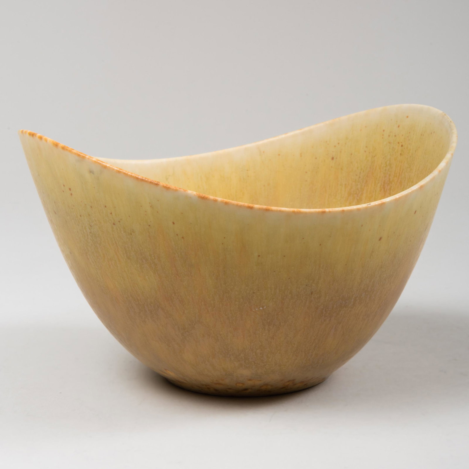 Gunnar Nyland 'Hares Fur' Glazed Stoneware Bowl for: Gunnar Nyland 'Hares Fur' Glazed Stoneware Bowl for Rorstrand Incised marks. 4 3/4 x 7 7/8 x 7 1/4 in.