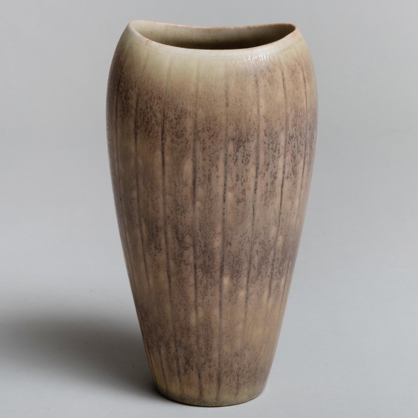 Gunnar Nyland 'Hares Fur' Glazed Stoneware Vase for: Gunnar Nyland 'Hares Fur' Glazed Stoneware Vase for Rorstrand Incised mark. 7 3/4 in. high.