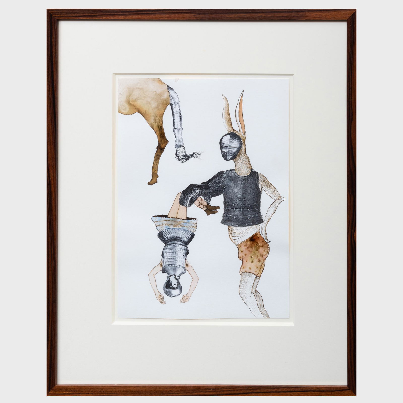 Faith Wilding (b. 1943): Trophy: Faith Wilding (b. 1943): Trophy Ink, watercolor and collage on paper, 1993, unsigned. 12 x 8 1/2 in. (sheet), 19 1/4 x 15 1/2 in. (frame).