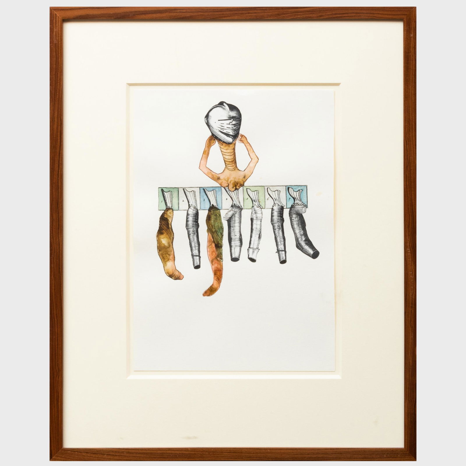 Faith Wilding (b. 1943): Untitled #11: Faith Wilding (b. 1943): Untitled #11 Ink, watercolor and collage on paper, unsigned. 12 x 8 1/2 in. (sheet), 19 1/4 x 15 1/2 in. (frame).