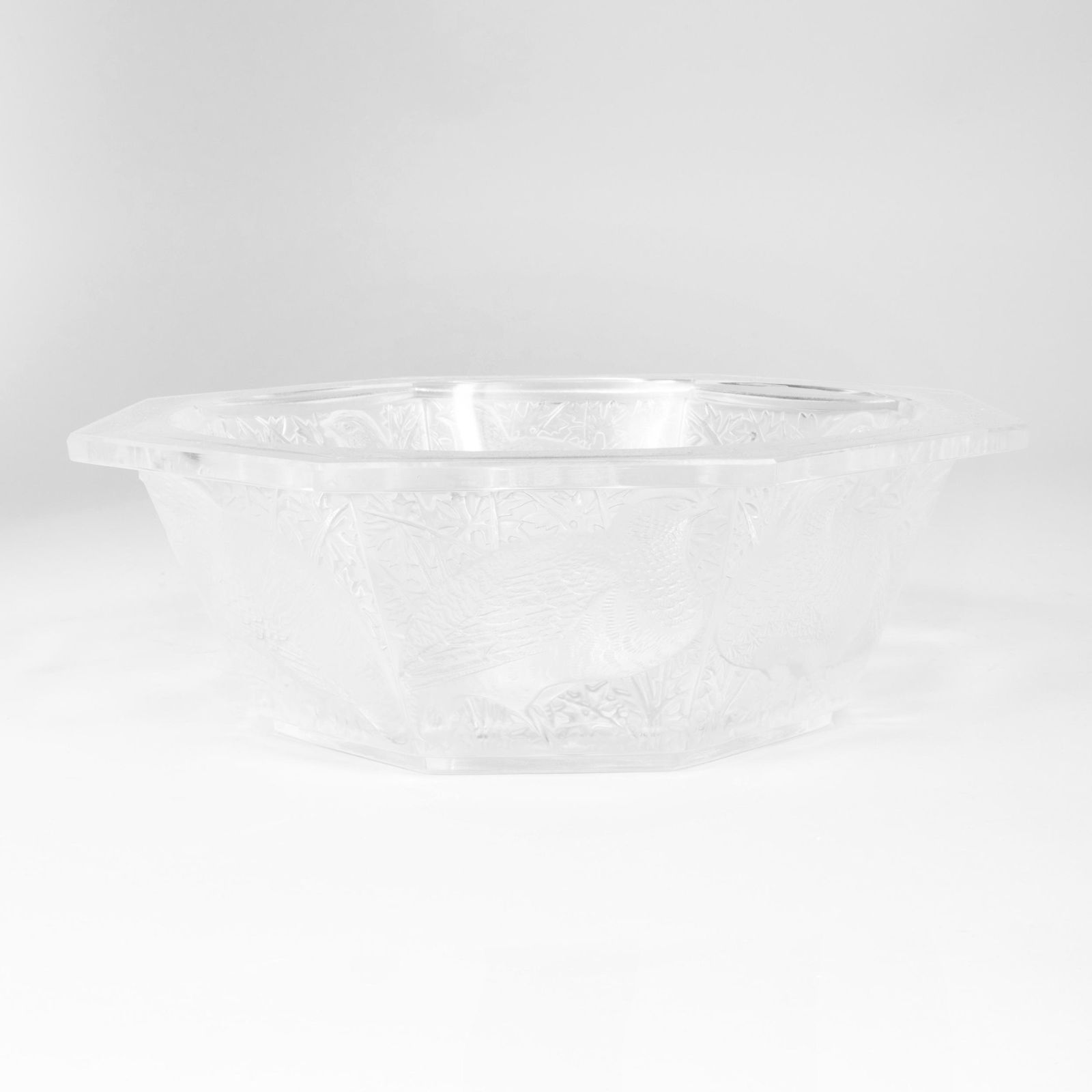 Lalique Glass 'Caille Perdrix' Bowl: Lalique Glass 'Caille Perdrix' Bowl Signed in etch. 4 x 12 1/2 in. diam. The Collection of Dr. Daniel and Myrna Clyman