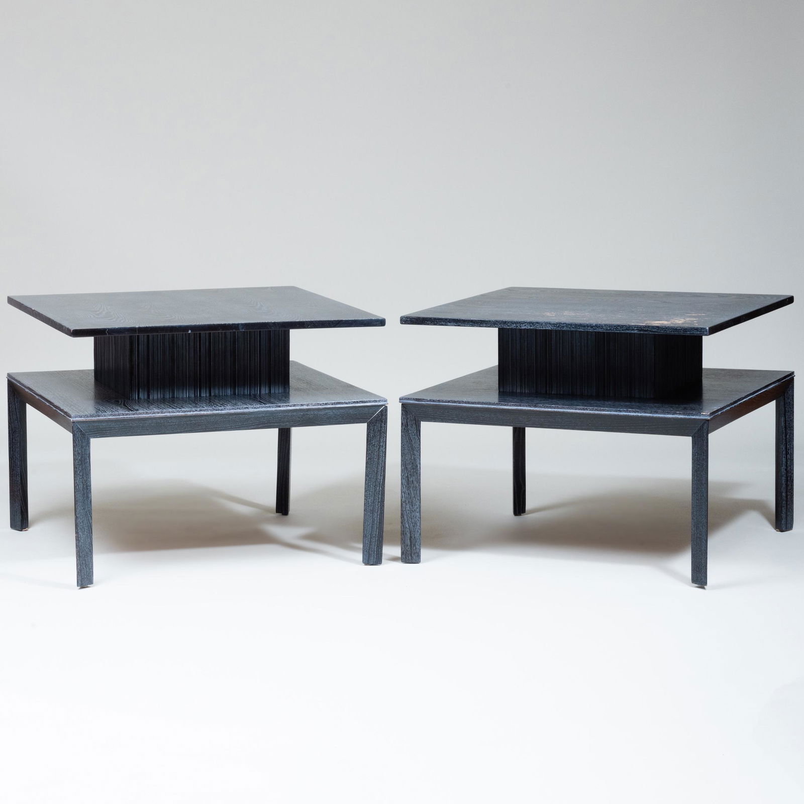 Pair of Large Brown-Saltman Cerused Oak End Tables: Pair of Large Brown-Saltman Cerused Oak End Tables 24 x 30 1/2 x 30 1/2 in.