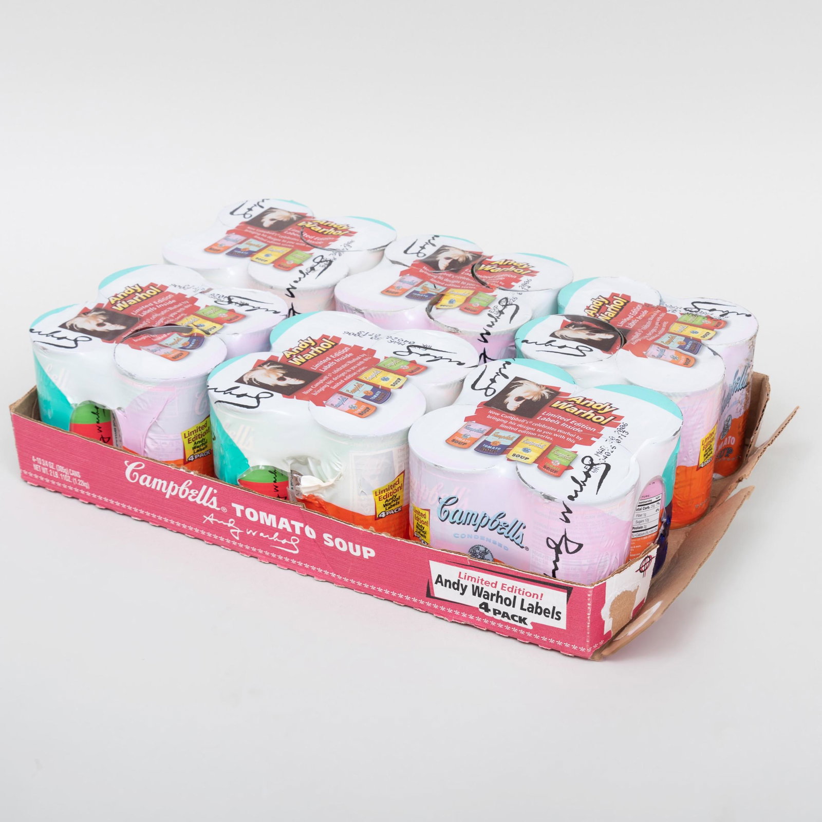 After Andy Warhol (1928-1987): Campbell's Soup Cans: After Andy Warhol (1928-1987): Campbell's Soup Cans Six sets of four soup cans in original cardboard tray, 2004-2006, produced by the Campbell's Soup Company, cans in shrinkwrap with the printed signa