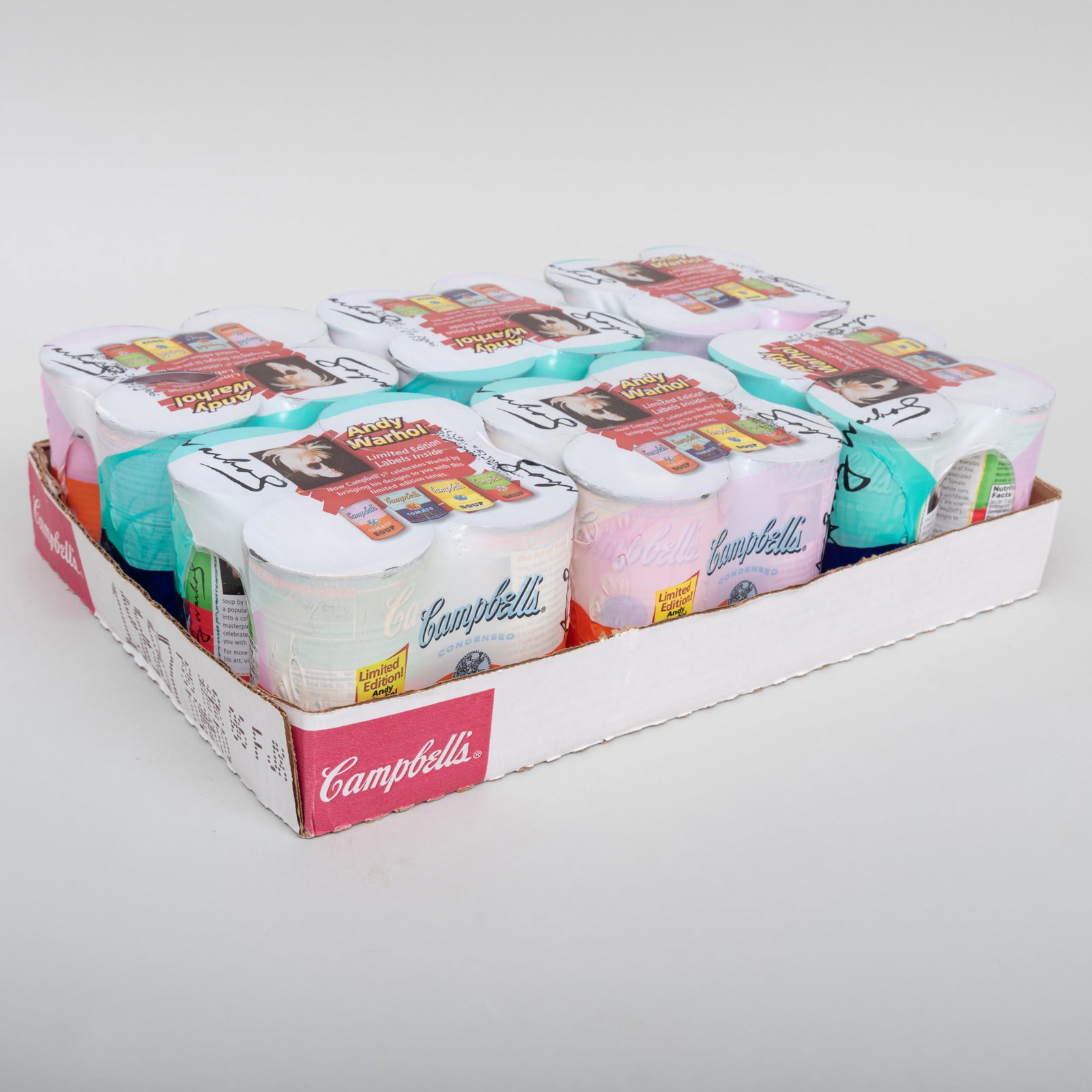 After Andy Warhol (1928-1987): Campbell's Soup Cans: After Andy Warhol (1928-1987): Campbell's Soup Cans Six sets of four soup cans in original cardboard tray, 2004-2006, produced by the Campbell's Soup Company, cans in shrinkwrap with the printed signa