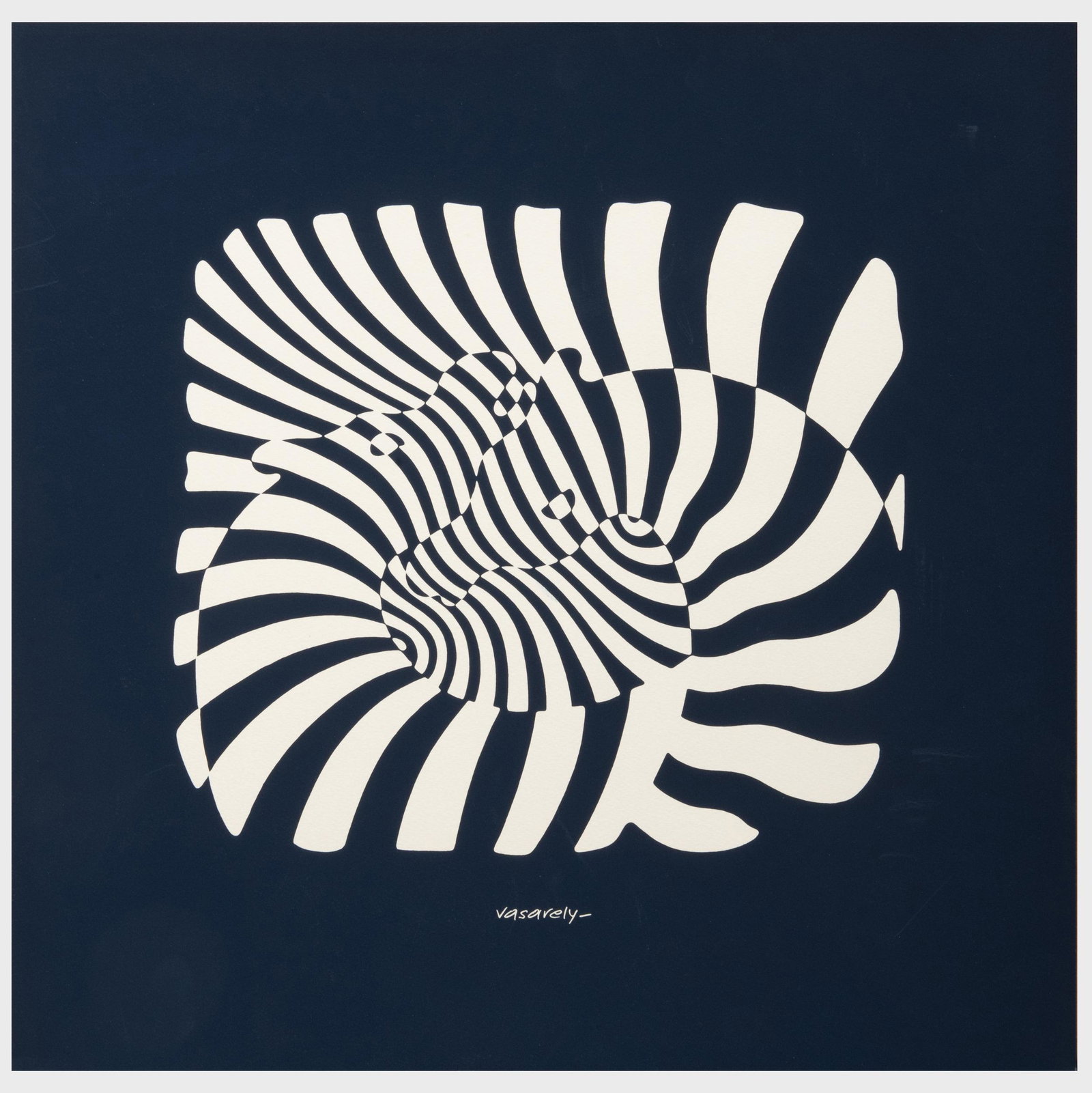 After Victor Vasarely (1906-1997): Blue Zebra; and: After Victor Vasarely (1906-1997): Blue Zebra; and White Zebra Two screenprints on wove paper, unsigned. Both 19 3/4 x 19 3/4 in. (sheet), unframed.