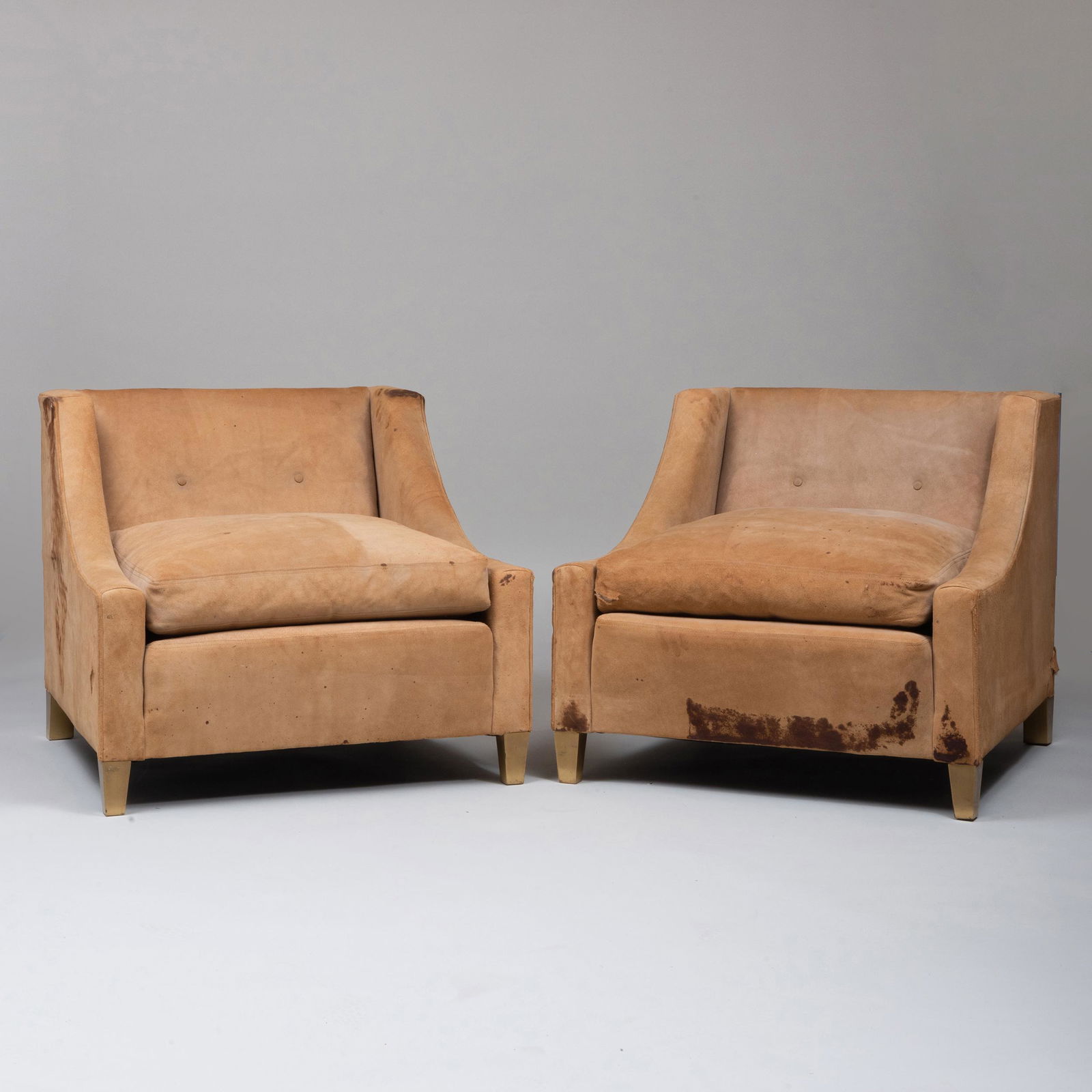 George Ciancimino Suede Club Chairs: George Ciancimino Suede Club Chairs 27 1/2 x 31 x 31 in.