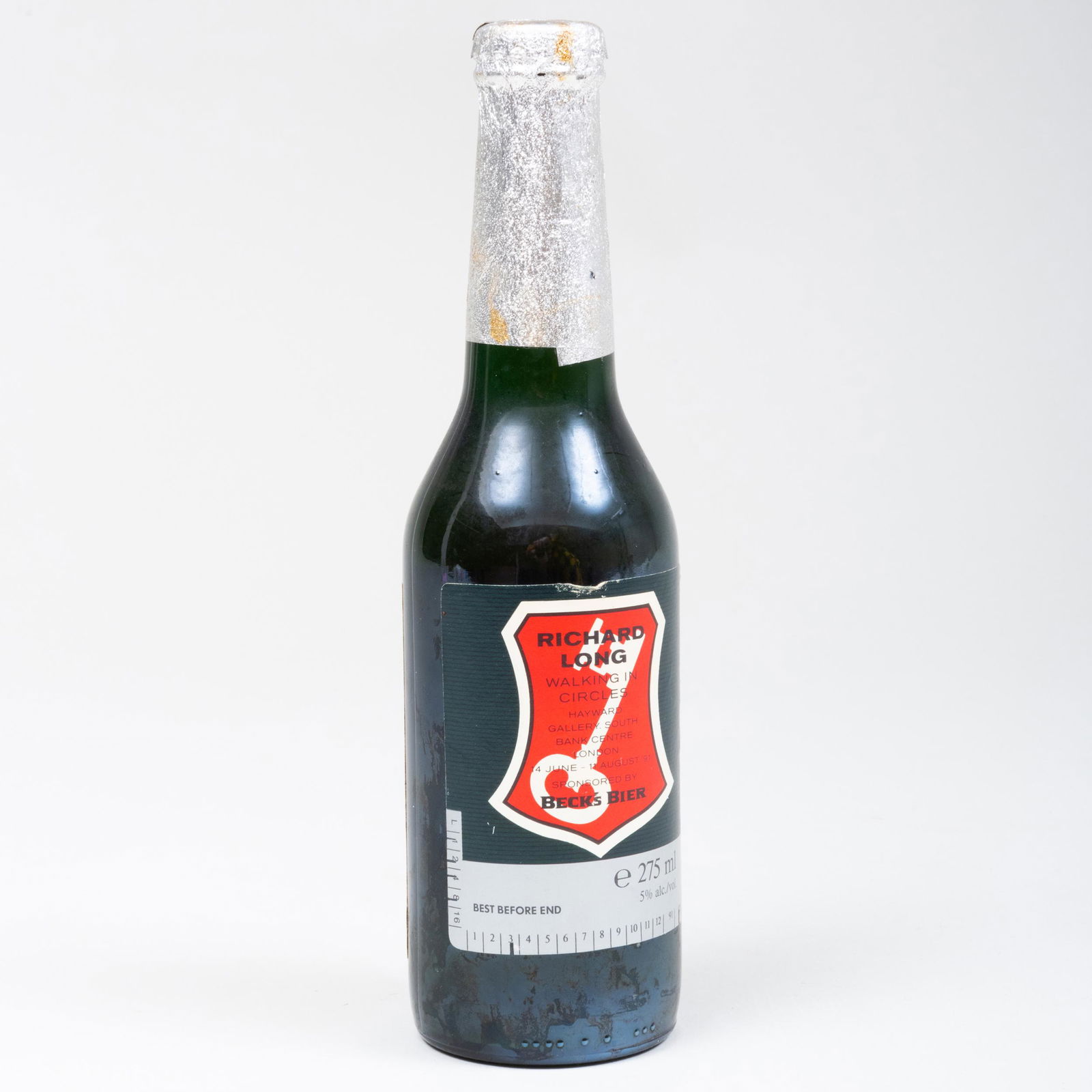 Richard Long (b. 1945): Dry Walk: Richard Long (b. 1945): Dry Walk Beer bottle with text label, 1991. 8 1/2 in. (height). Note: Created for Long's exhibition at the Hayward Gallery, London.