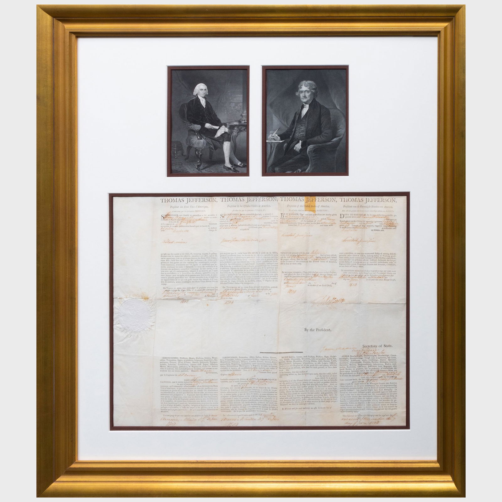 Thomas Jefferson (1743-1826): Sea Letter for the (1 of 5)