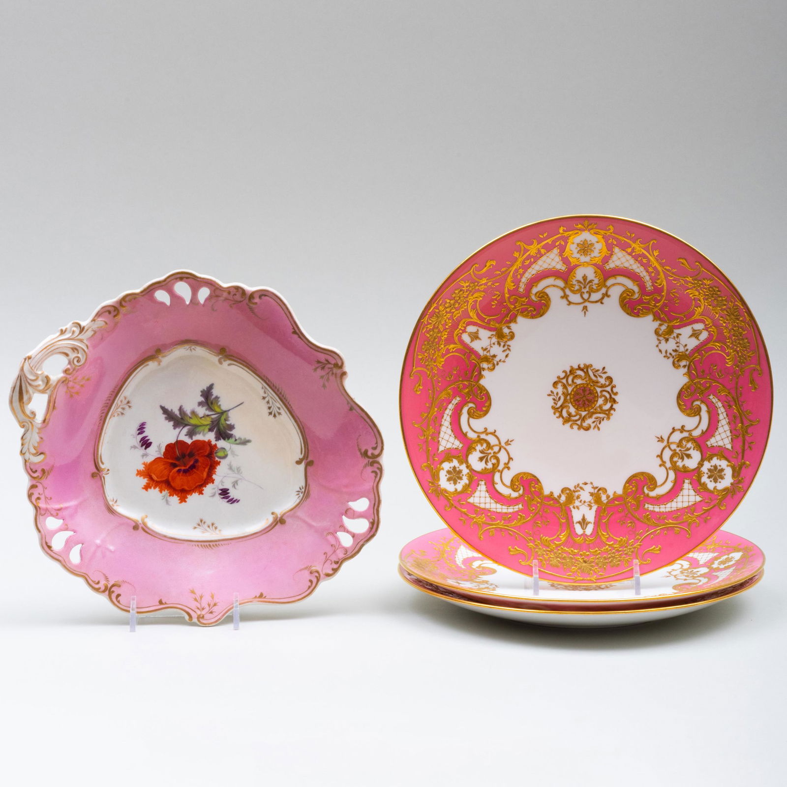 Group of English Pink Ground Porcelain Wares (1 of 3)