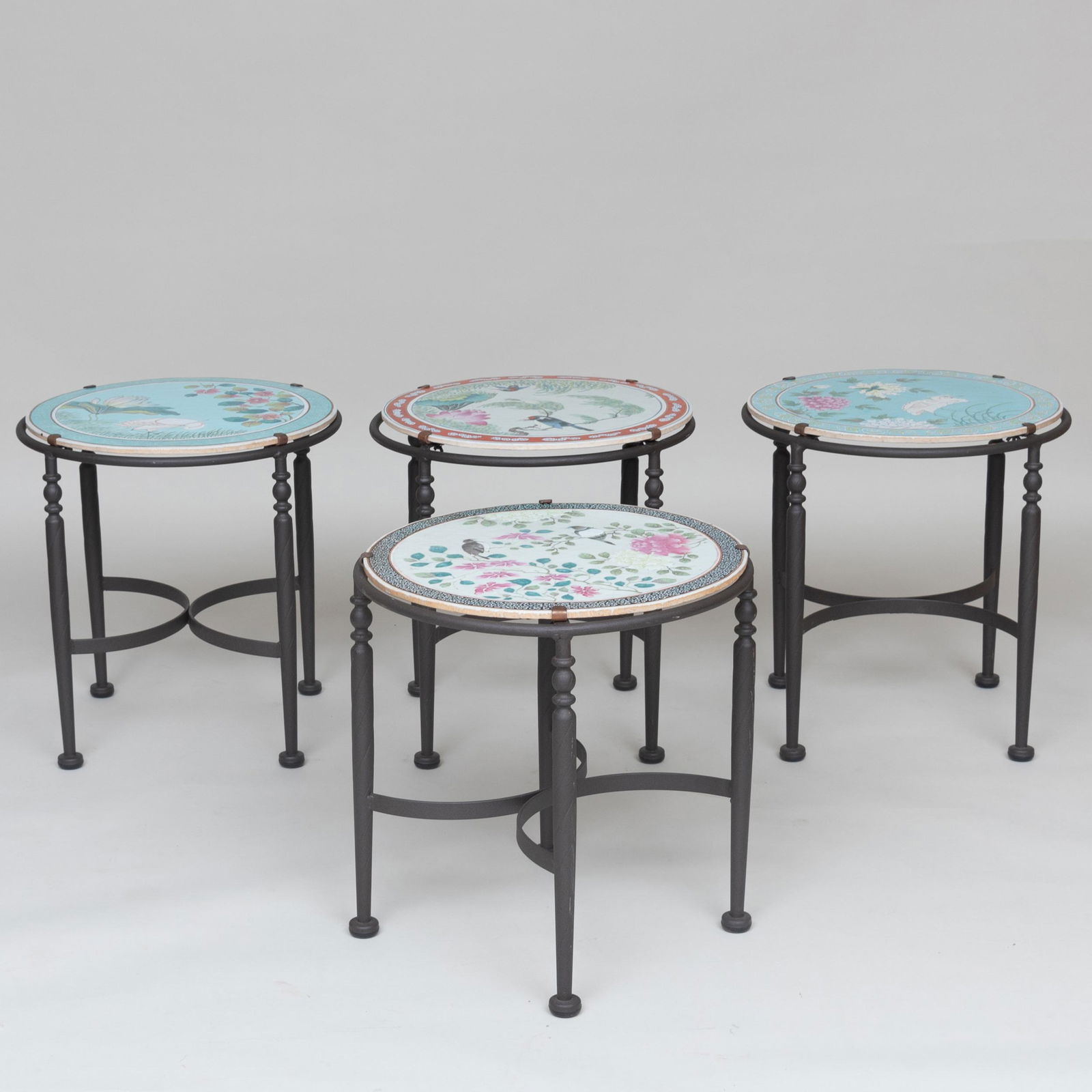 Set of Four Chinese Porcelain Circular Tiles Mounted as (1 of 9)