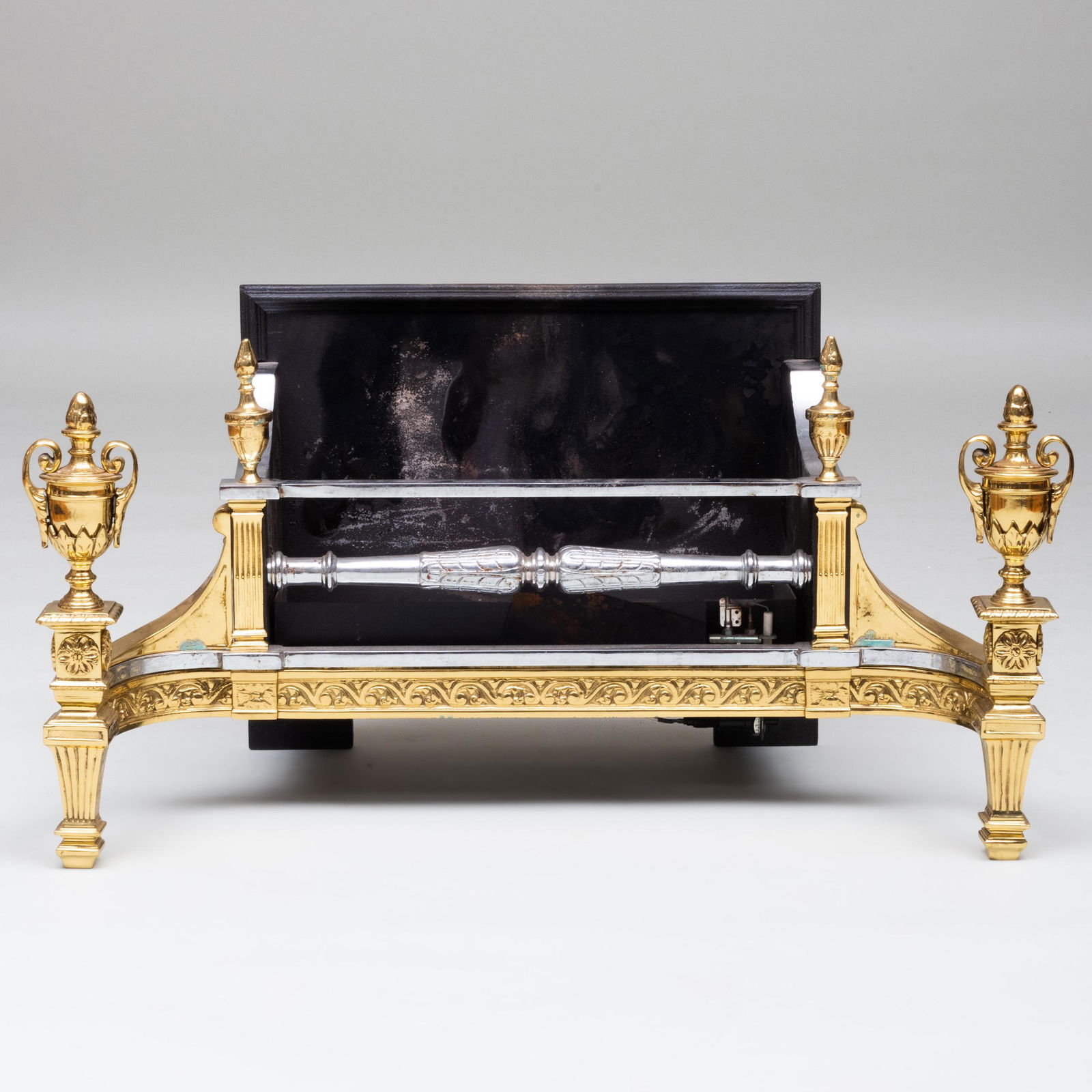 George III Style Brass, Chrome and Cast-Iron Fire Grate (1 of 6)