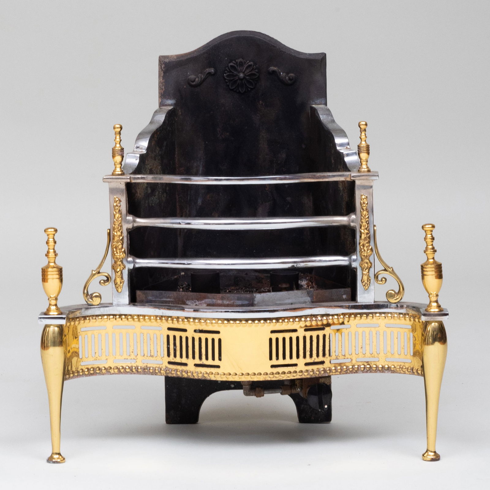 George III Style Brass, Chrome and Cast-Iron Fire Grate (1 of 7)