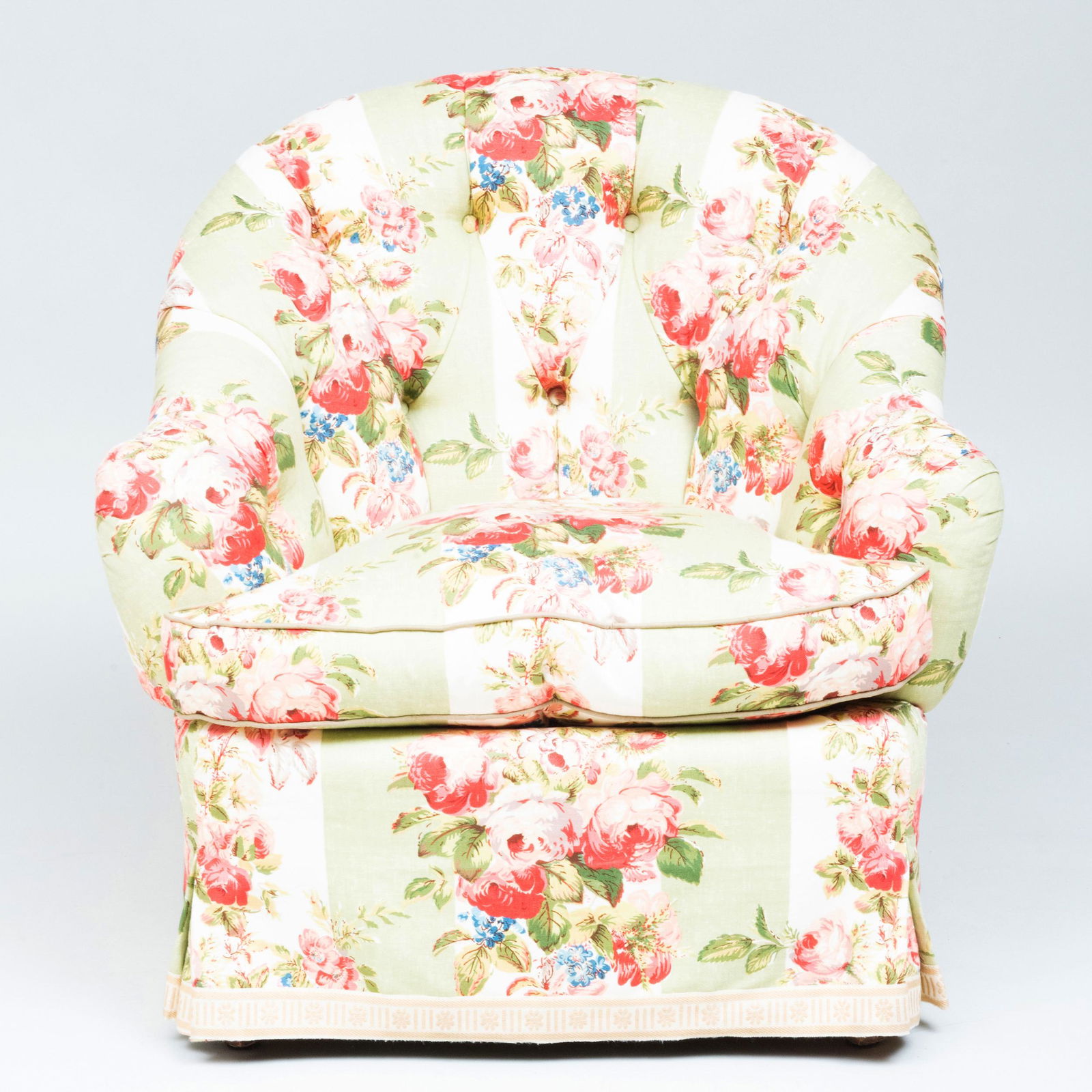 Floral Linen Tufted Upholstered Tub Chair (1 of 8)