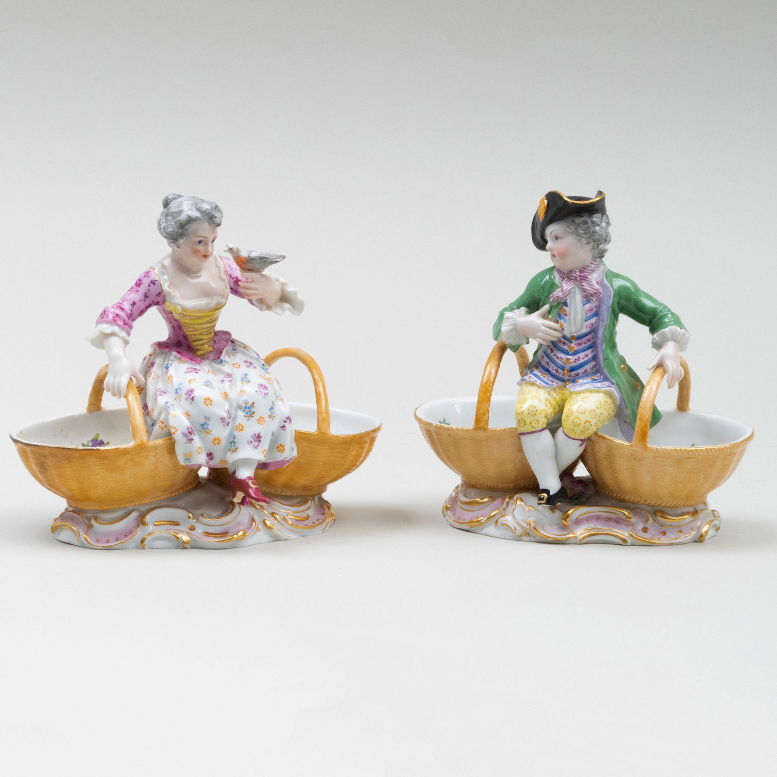 Pair of Meissen Porcelain Figural Salt Cellars (1 of 7)