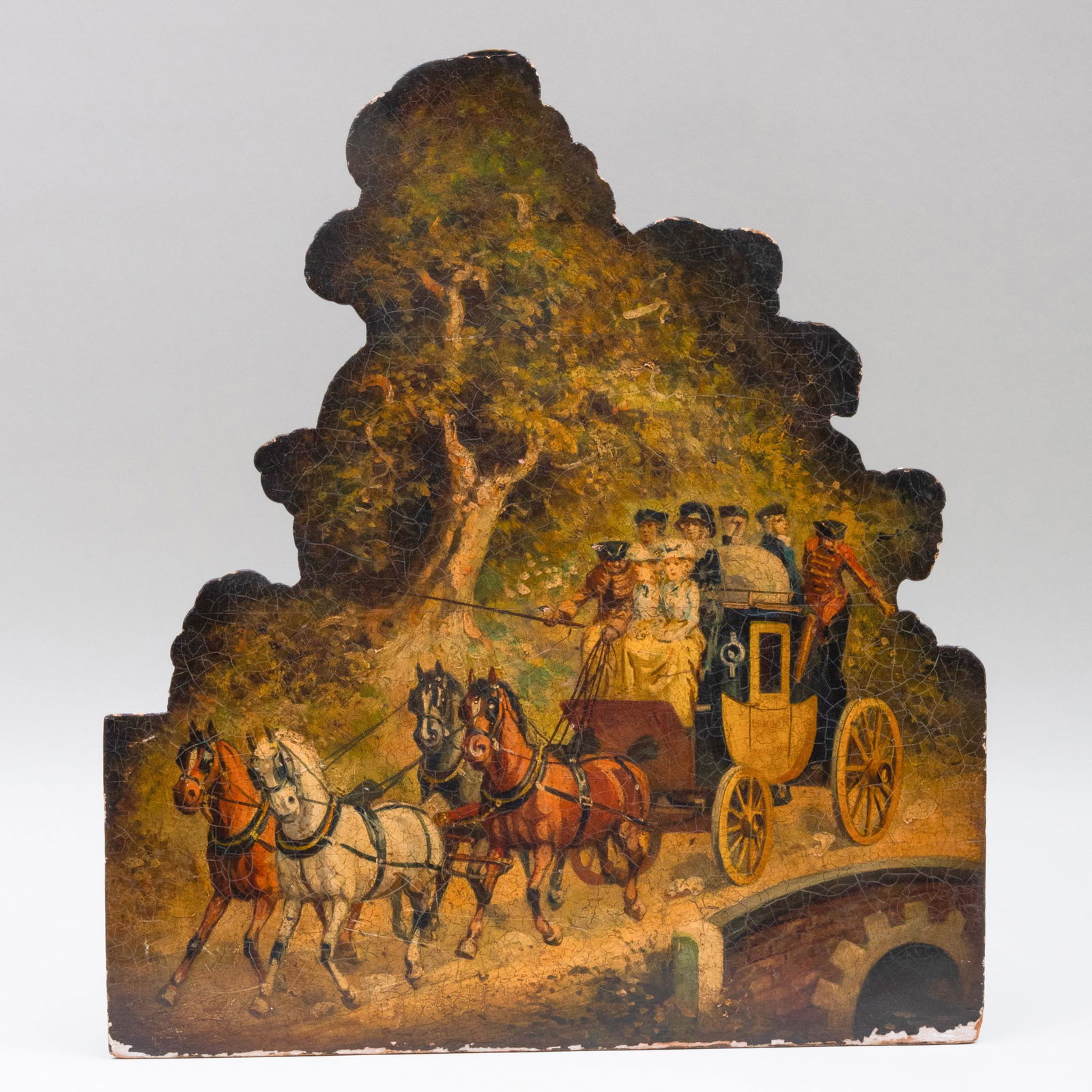 Papier Mâché Firescreen Decorated with Carriage (1 of 3)