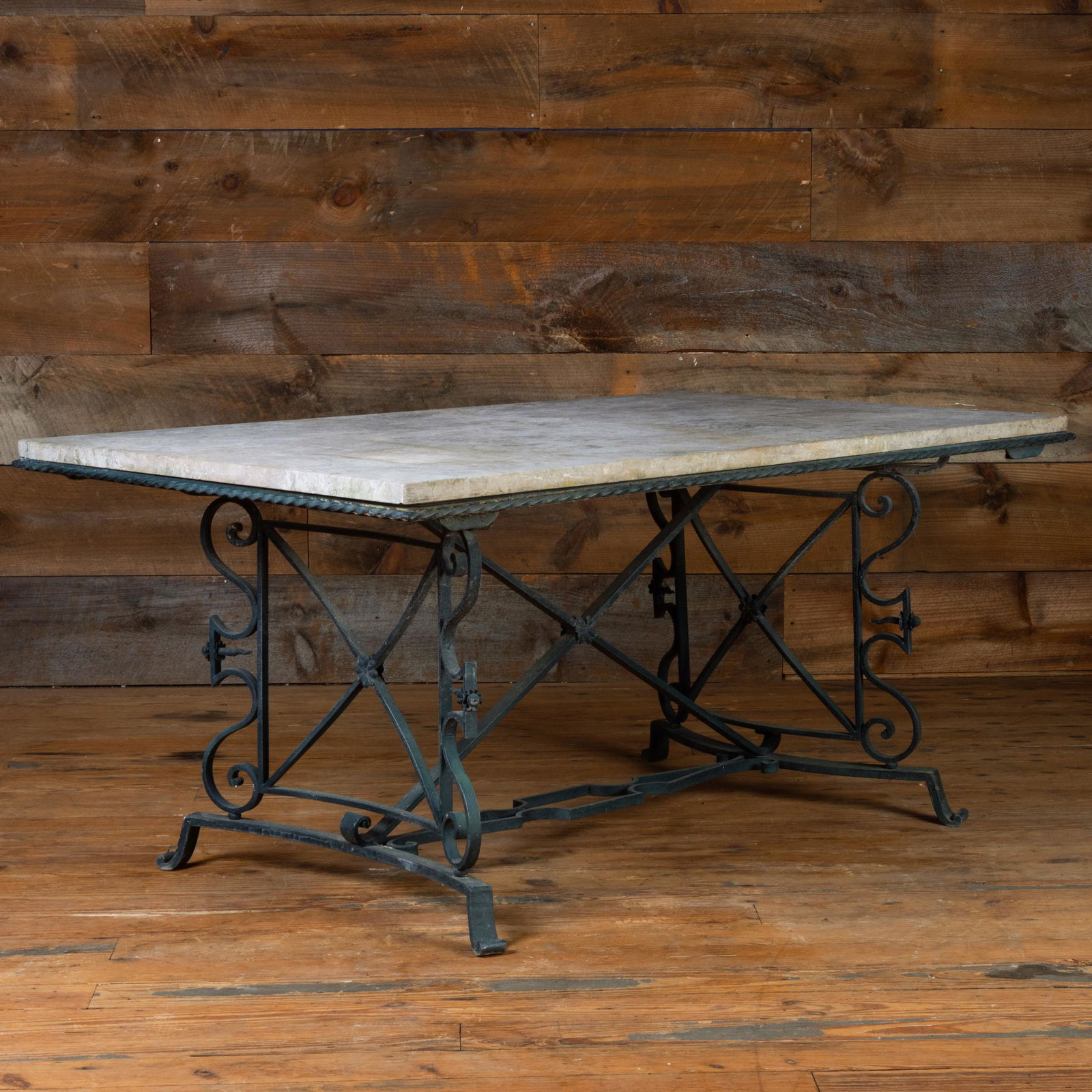 Black Painted Metal and Stone Center Table (1 of 10)